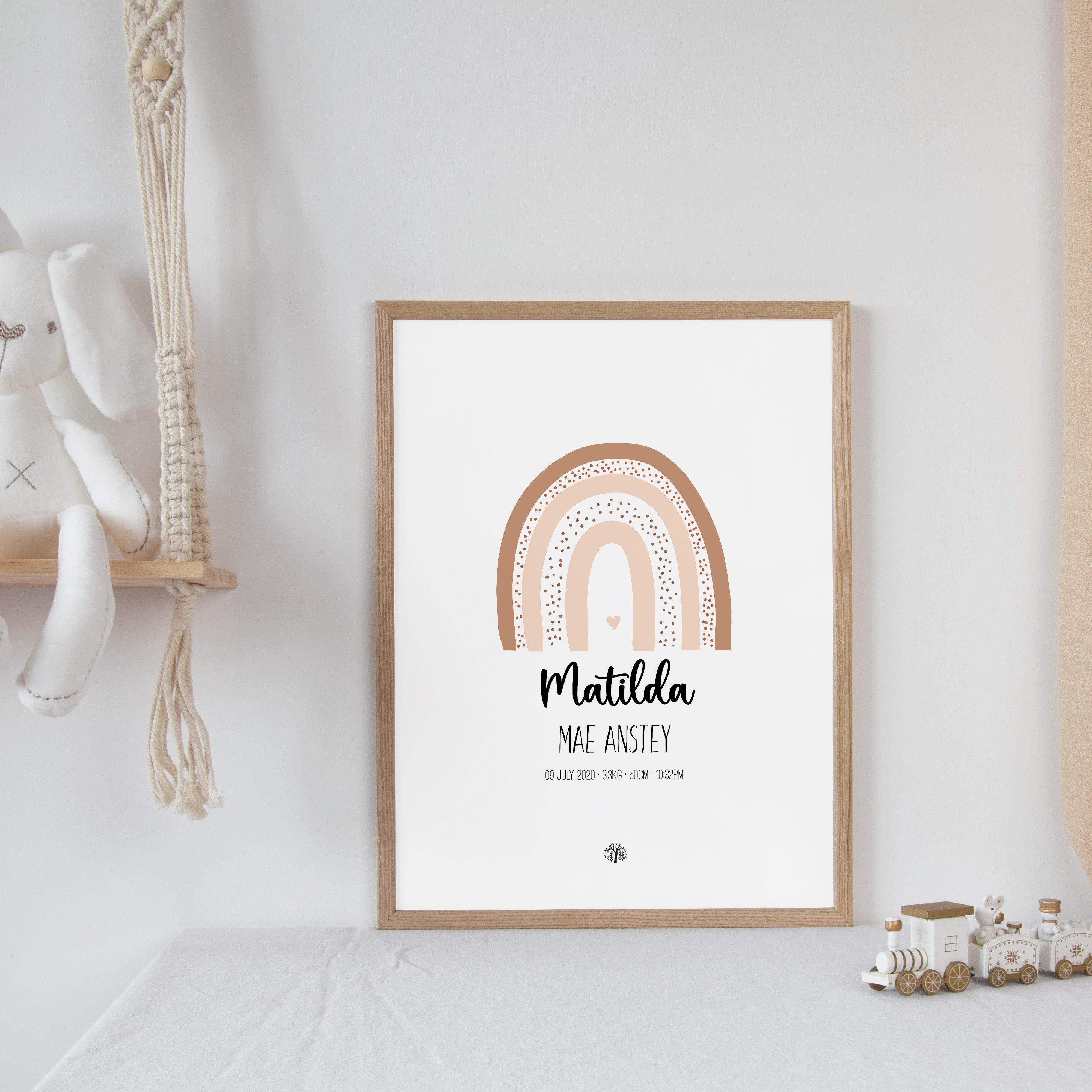 Boho Rainbow - Earth - Personalised Birth Details Poster - The Willow Corner