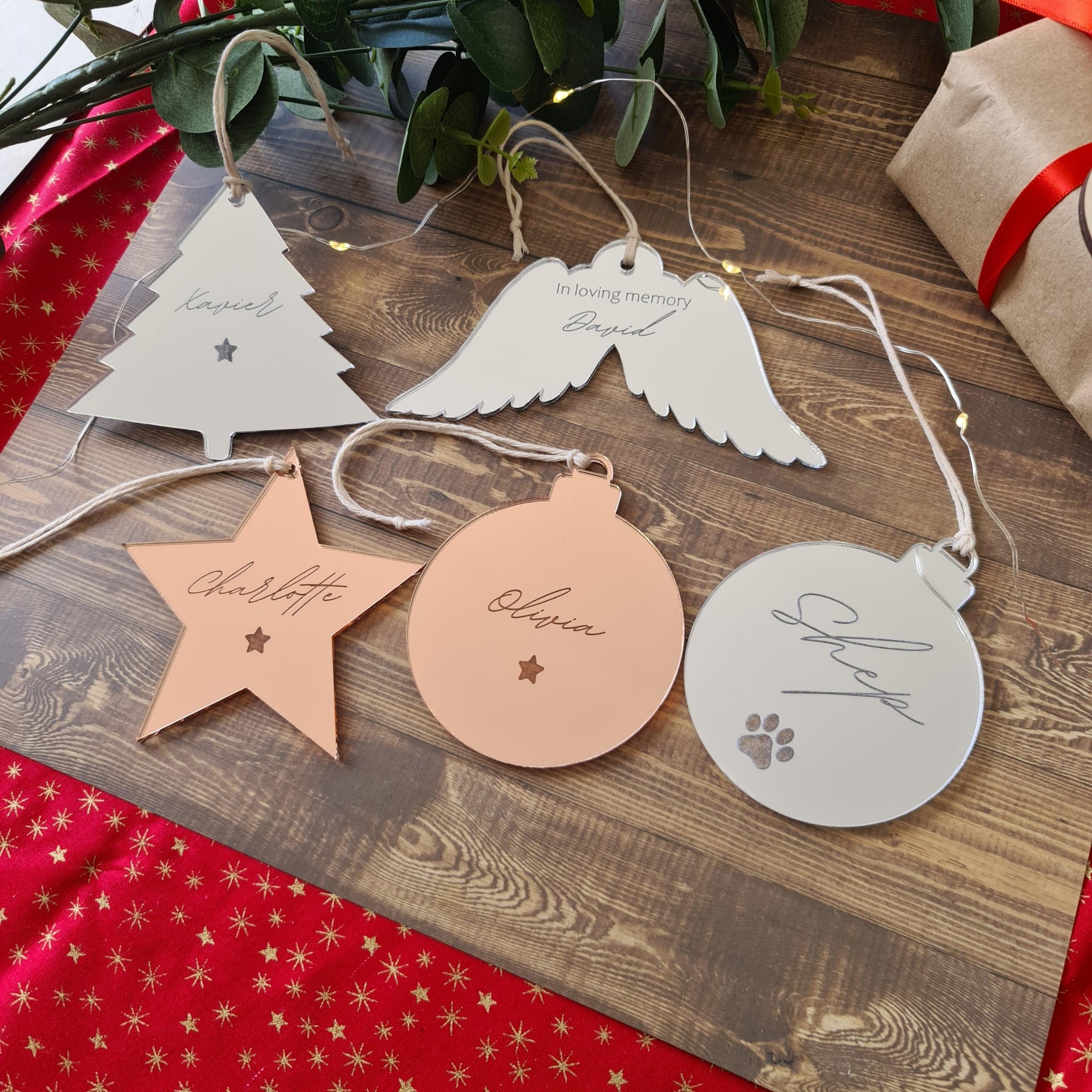 Classic Round Mirrored Bauble Ornament - Personalised - The Willow Corner