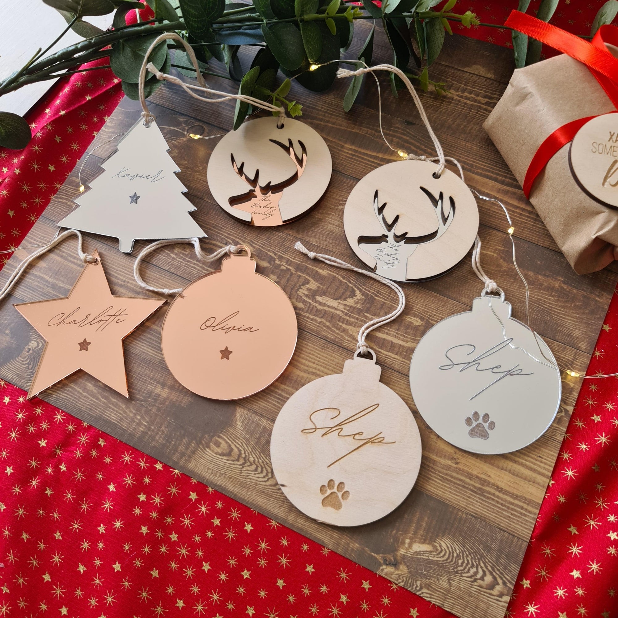 Classic Round Mirrored Bauble Ornament - Personalised - The Willow Corner