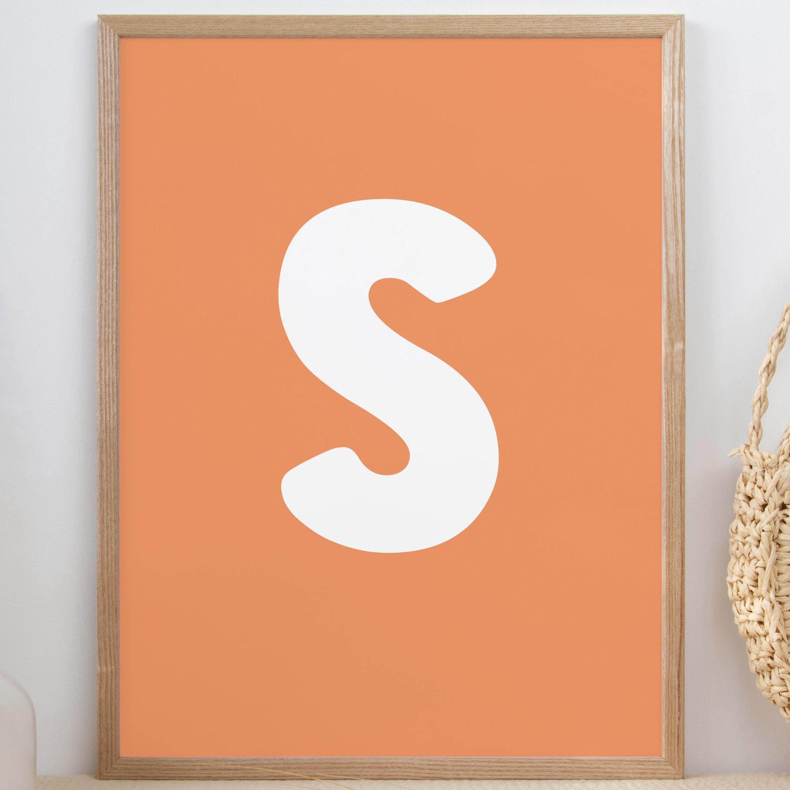 Colour Flood Initial Print - Burnt Orange - Personalised Poster - The Willow Corner