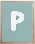 Colour Flood Initial Print - Greyed Jade - Personalised Poster - The Willow Corner