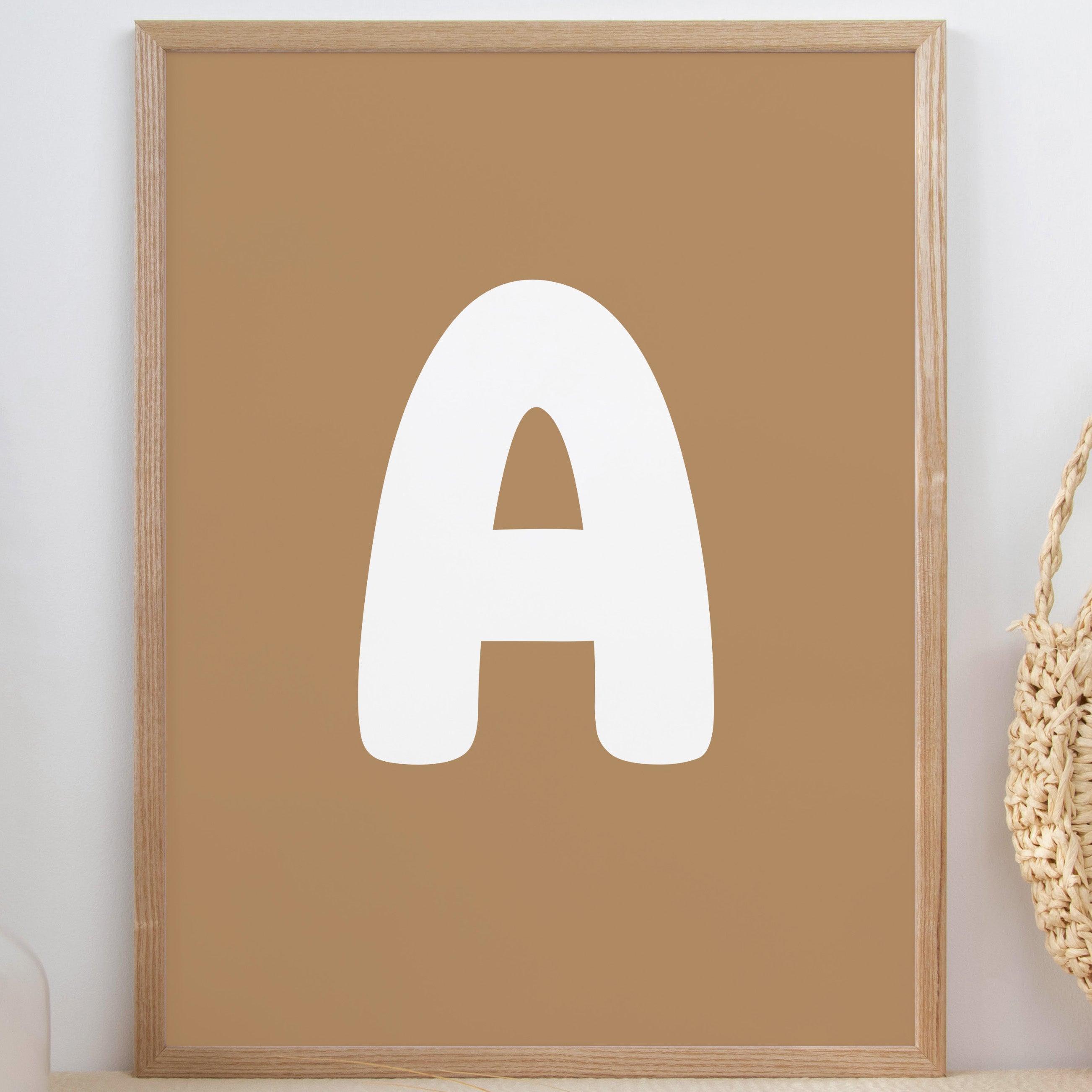 Colour Flood Initial Print - Khaki - Personalised Poster - The Willow Corner