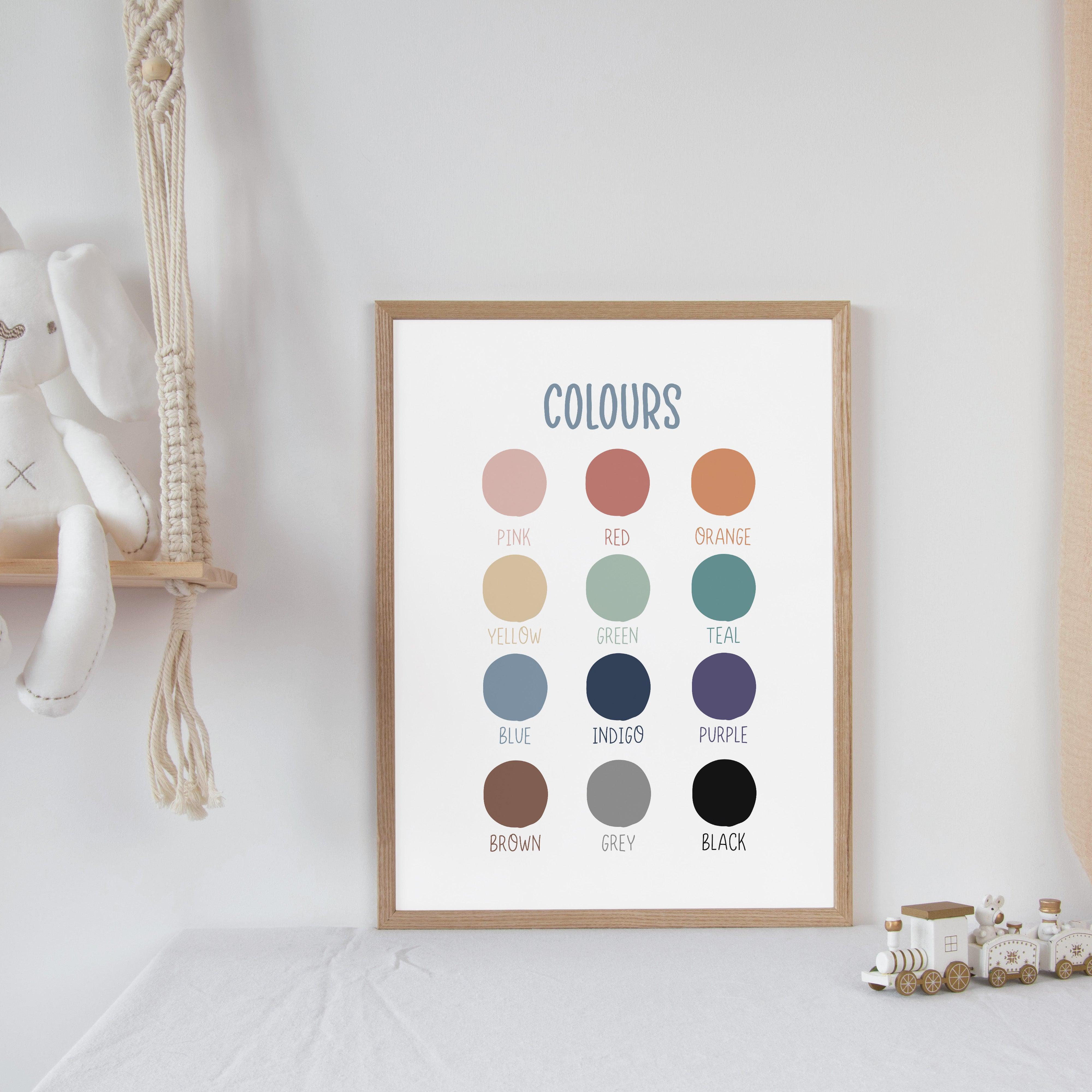 Colours - Pastel Tones - Educational Print Series - Poster - The Willow Corner