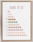 Count To 10 - Neutral Tones - Educational Print Series - Poster - The Willow Corner