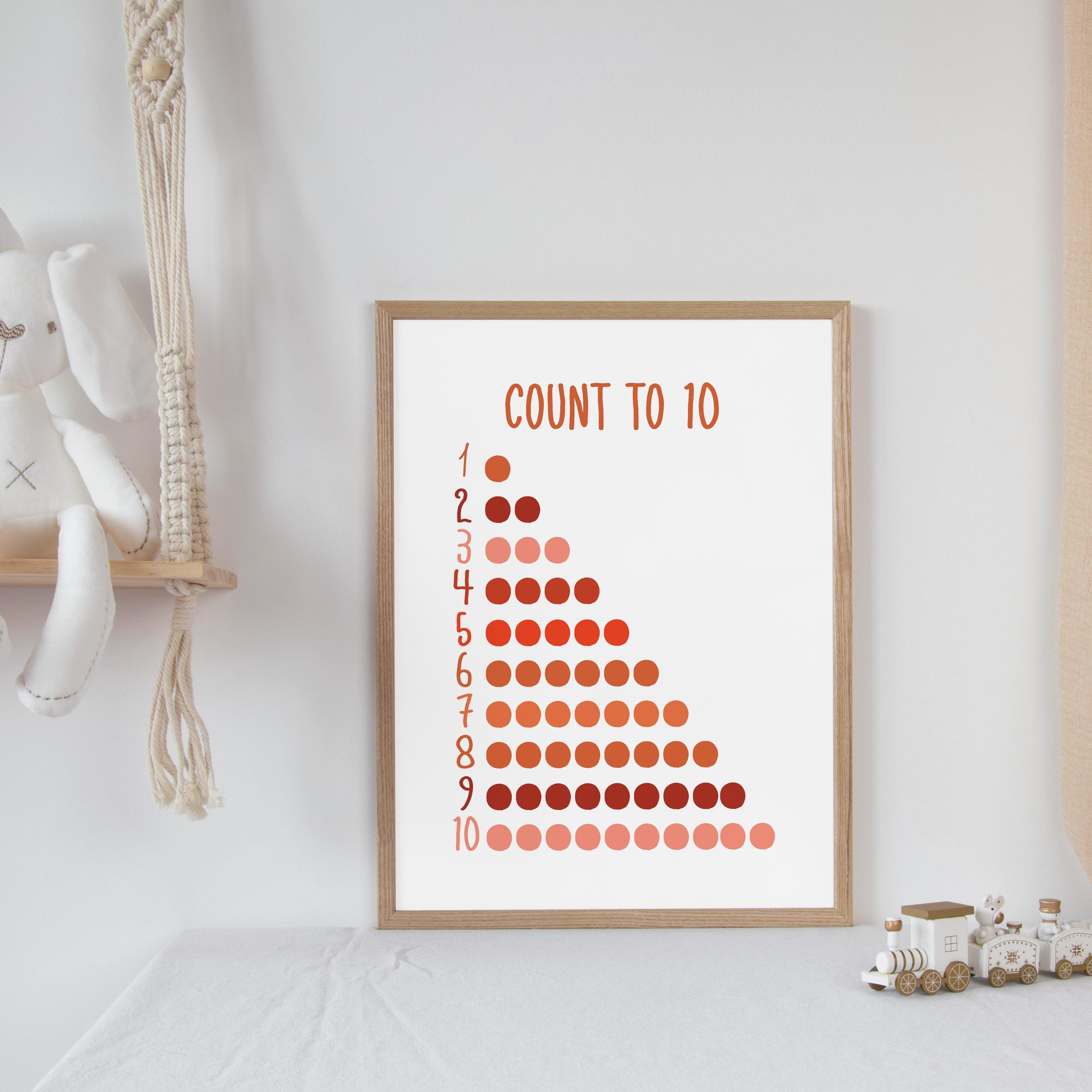 Count To 10 - Summer Reds - Educational Print Series - Poster - The Willow Corner