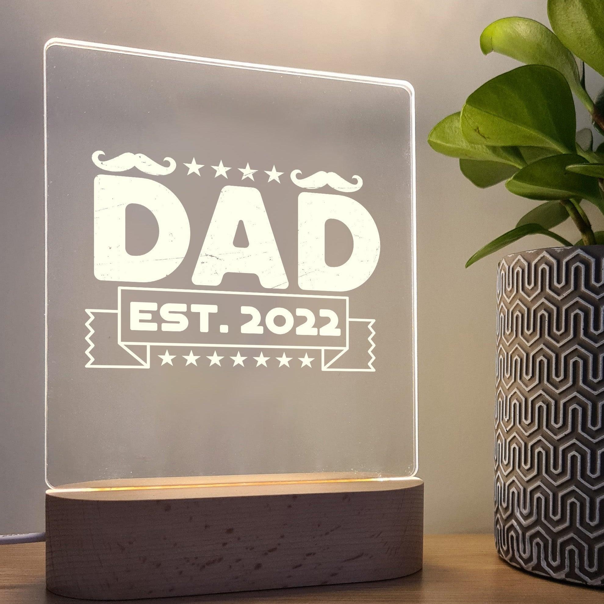 DAD - Established Year - Personalised Father's Day Night Light - The Willow Corner