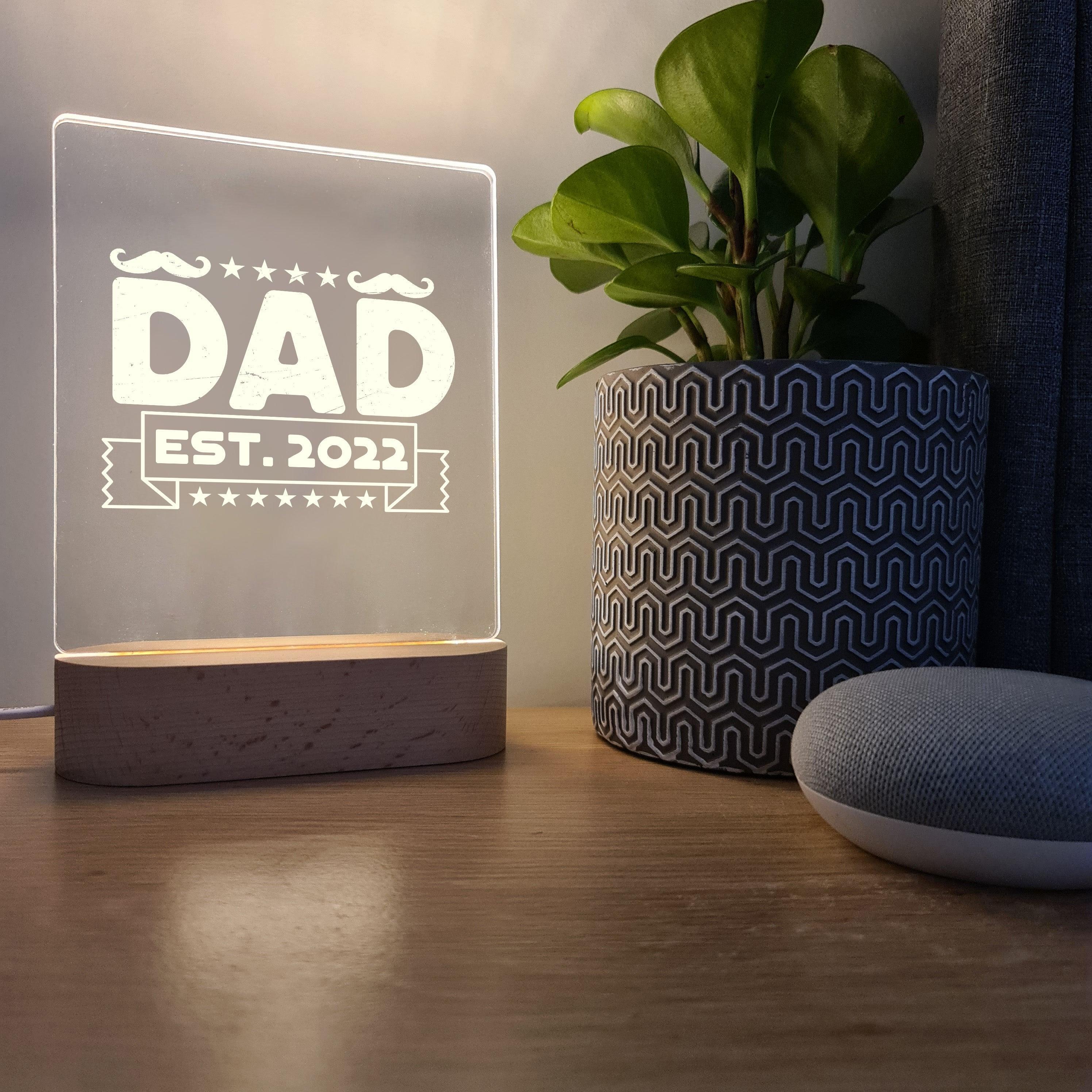 DAD - Established Year - Personalised Father&#39;s Day Night Light - The Willow Corner