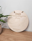 Dad Handprint Hanging Sign - Personalised Wooden Round - Father's Day Gift - The Willow Corner