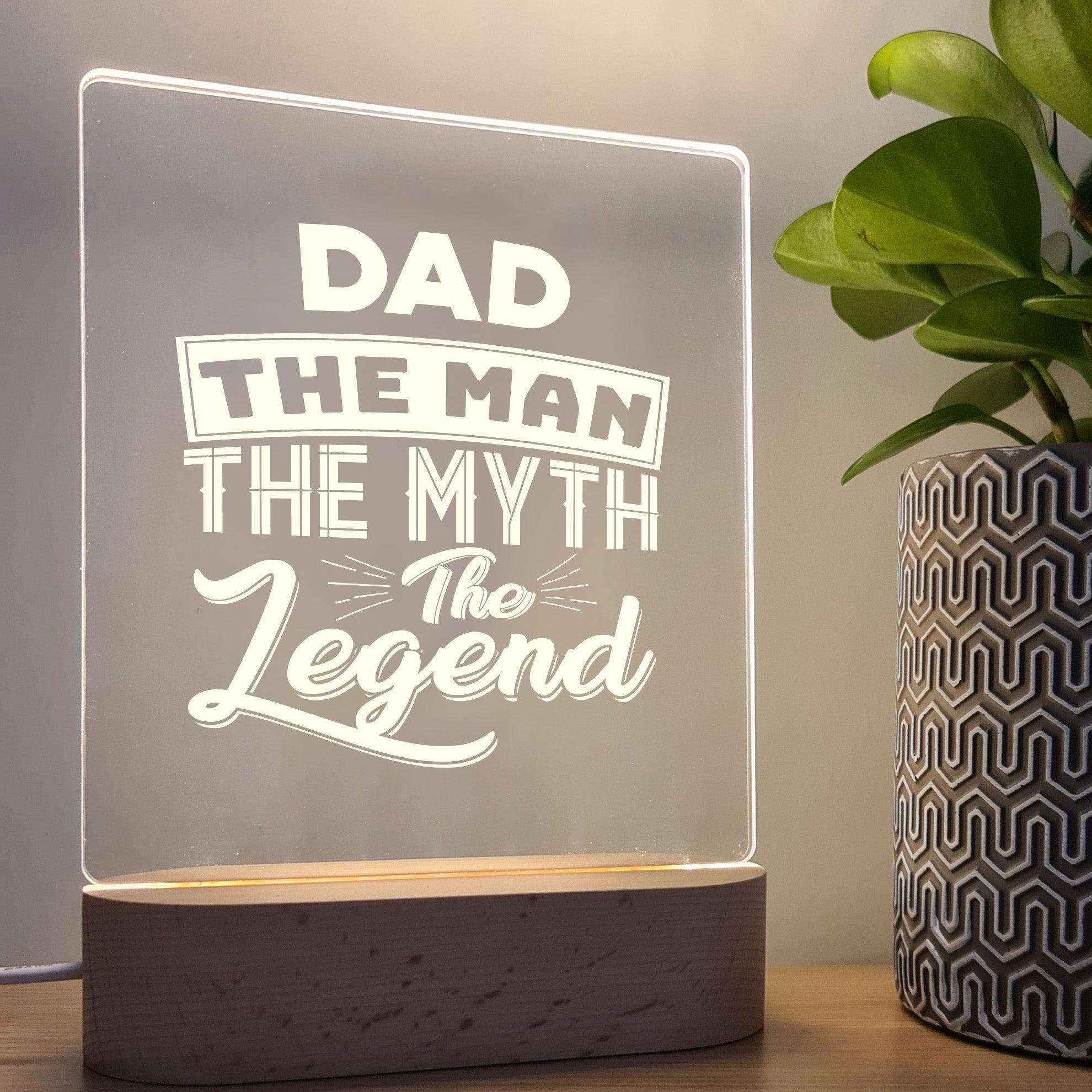 DAD - The Man, The Myth, The Legend - Father&#39;s Day Night Light - The Willow Corner