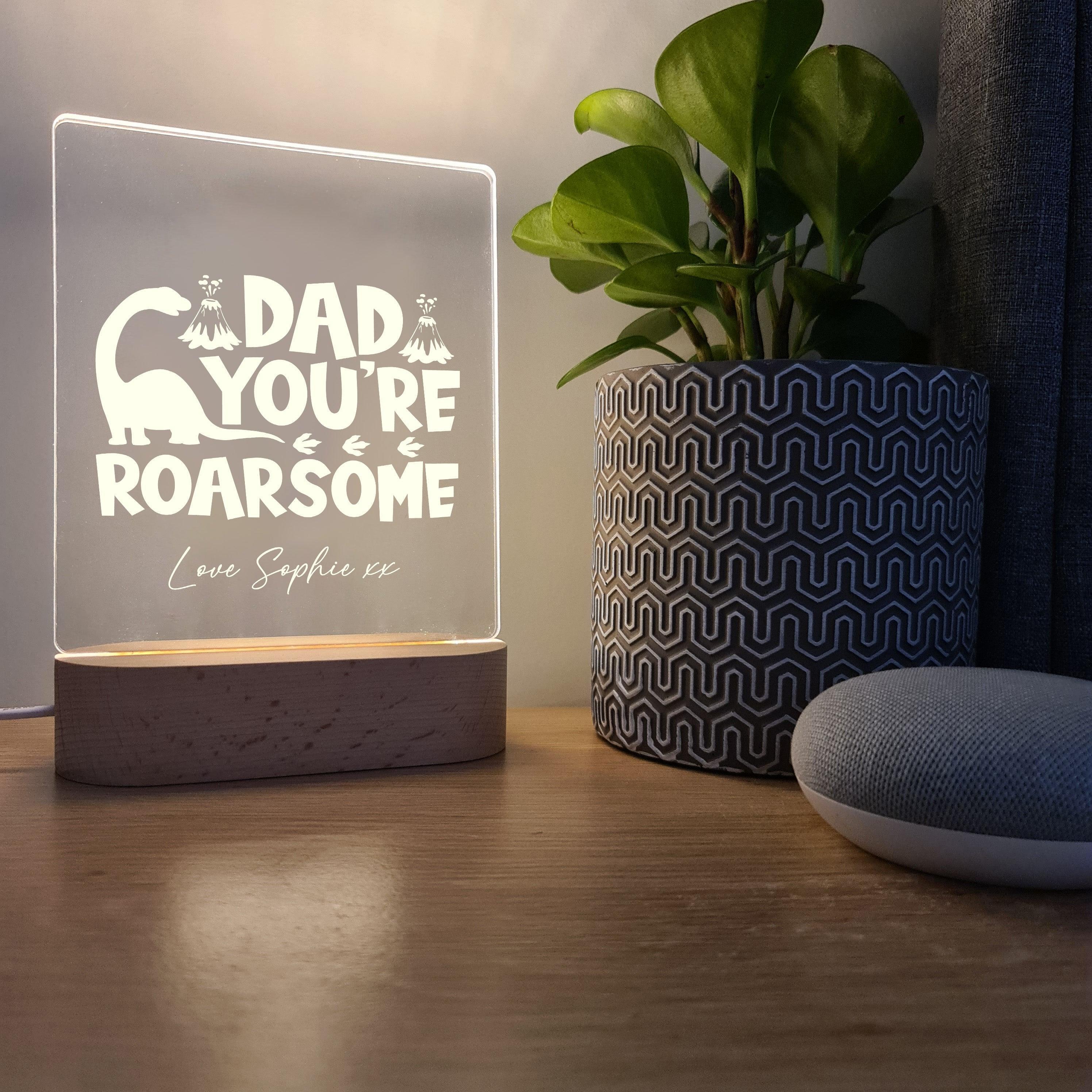 Dad You&#39;re Roarsome - Personalised Father&#39;s Day Night Light - The Willow Corner