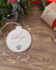 Dog Paw Pet Bauble Ornament - Personalised - The Willow Corner