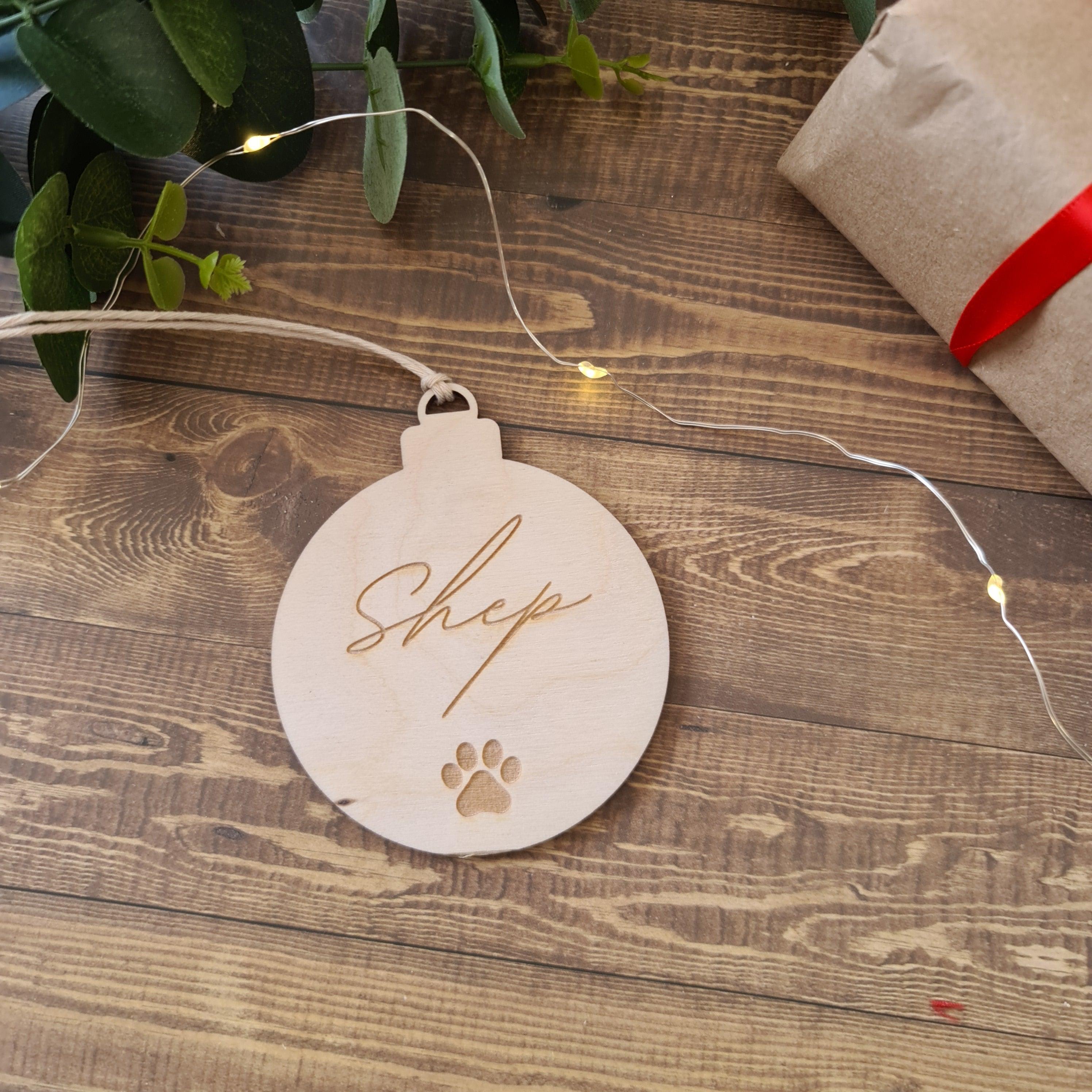 Dog Paw Pet Bauble Ornament - Personalised - The Willow Corner