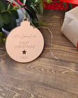 First Christmas Mirrored Round Bauble Ornament - Personalised - The Willow Corner