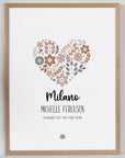 Floral Hearts - Coral - Personalised Birth Details Poster - The Willow Corner