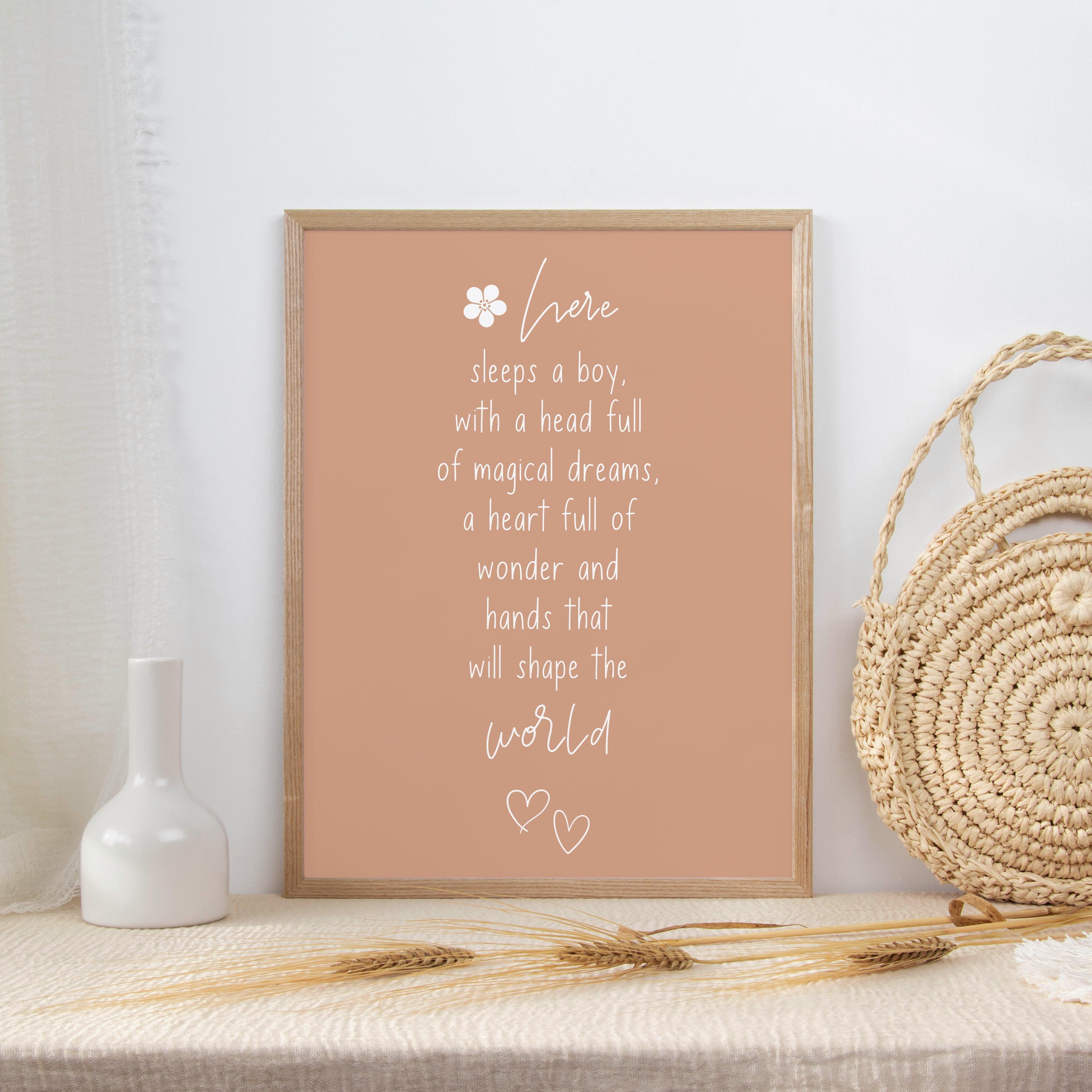 Here Sleeps A Boy - Stone - Quote Print Poster - The Willow Corner
