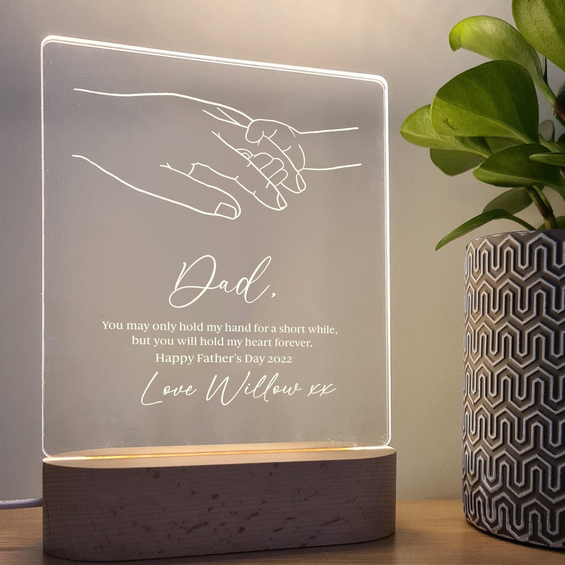 Hold My Hand Daddy - Personalised Father&#39;s Day Night Light - The Willow Corner