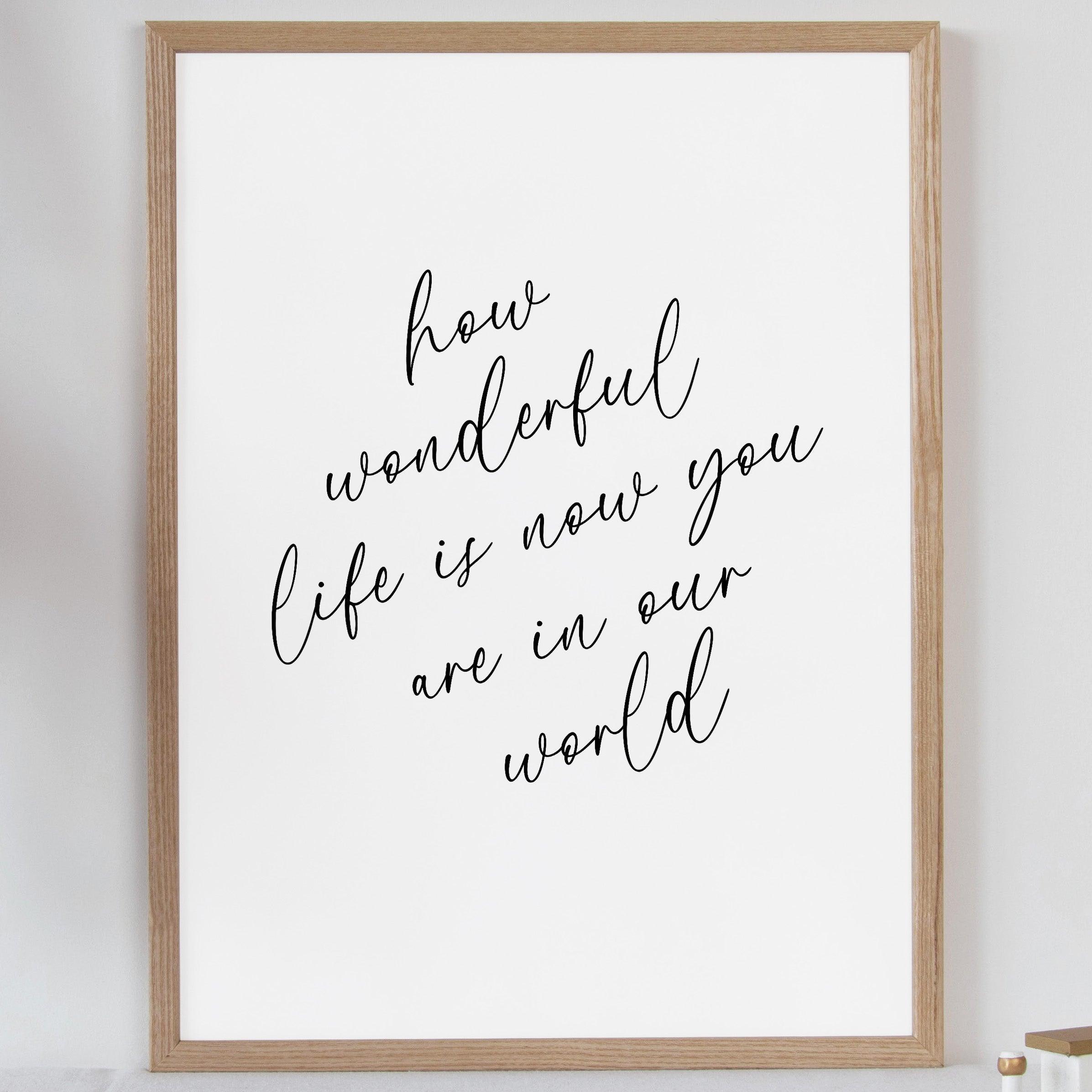 How Wonderful Life Is - Quote Print Poster - The Willow Corner