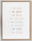 I Am Affirmation - Pastel Tones - Educational Print Series - Poster - The Willow Corner