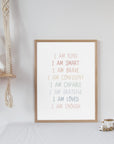 I Am Affirmation - Pastel Tones - Educational Print Series - Poster - The Willow Corner