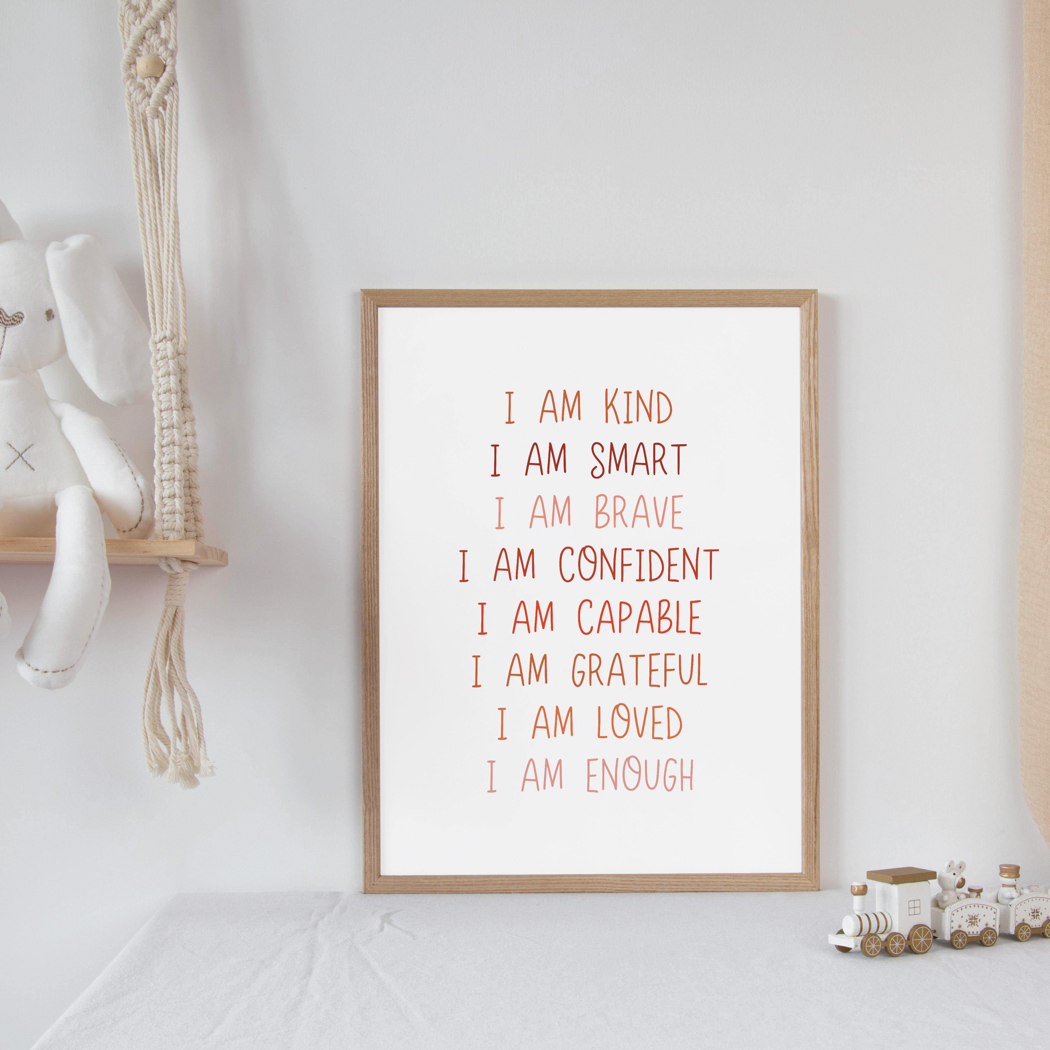 I Am Affirmation - Summer Reds - Educational Print Series - Poster - The Willow Corner