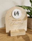 Mini Santa Visits Countdown Plaque - Timber Block - Christmas Decor - The Willow Corner