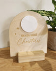 Mini Santa Visits Countdown Plaque - Timber Block - Christmas Decor - The Willow Corner