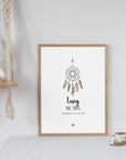 Native Dreaming - Peach - Personalised Birth Details Poster - The Willow Corner