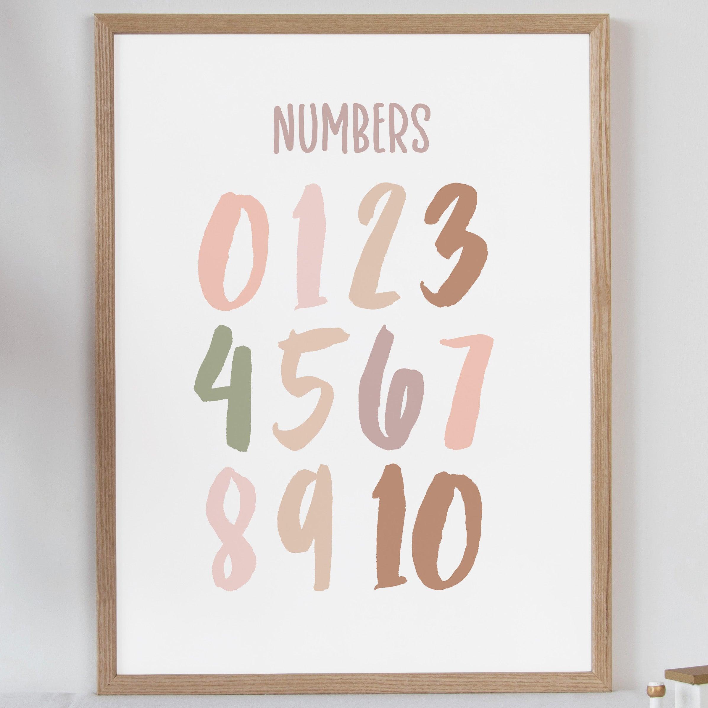 Numbers - Neutral Tones - Educational Print Series - Poster - The Willow Corner