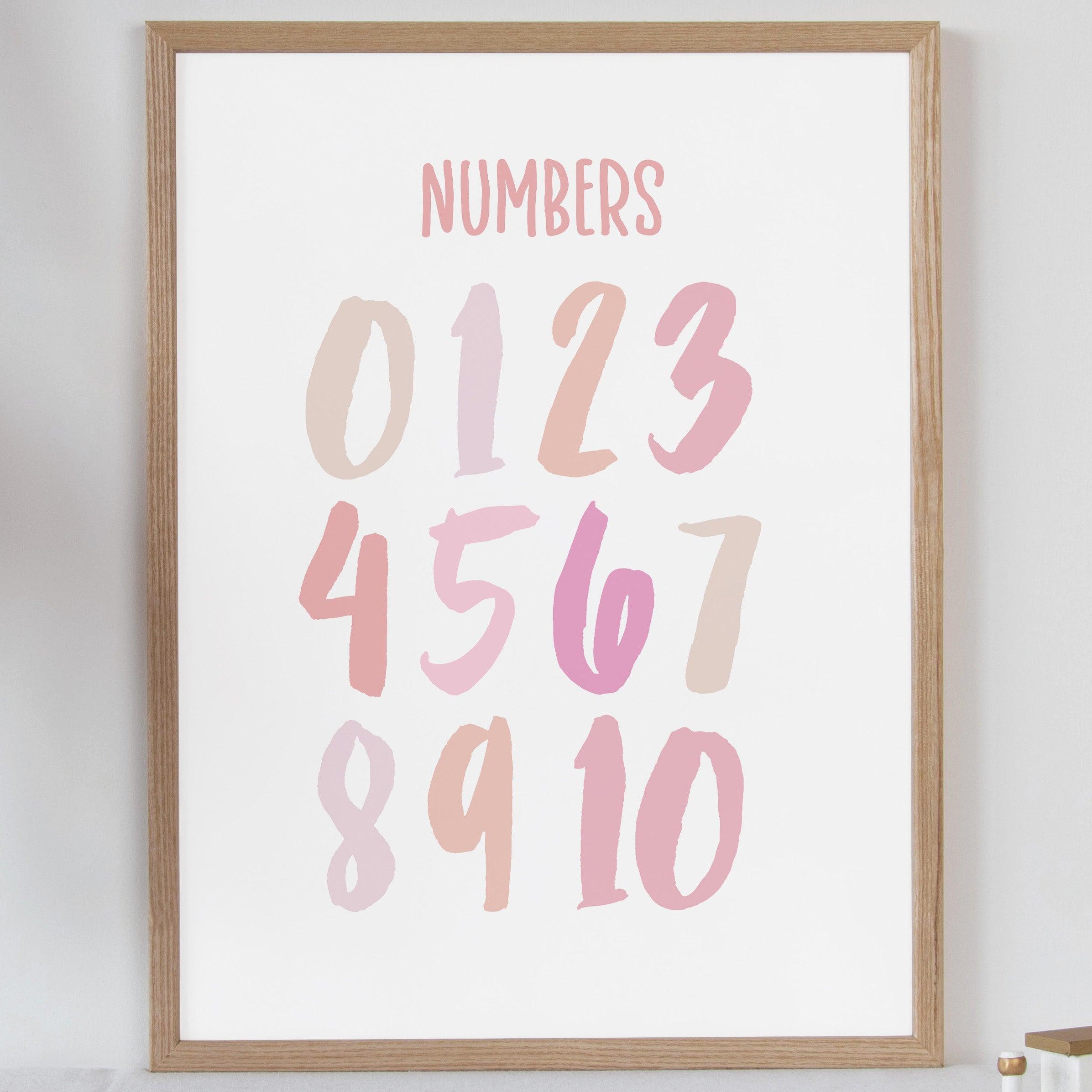 Numbers - Pink Tones - Educational Print Series - Poster - The Willow Corner
