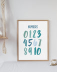 Numbers - Retro Blues - Educational Print Series - Poster - The Willow Corner