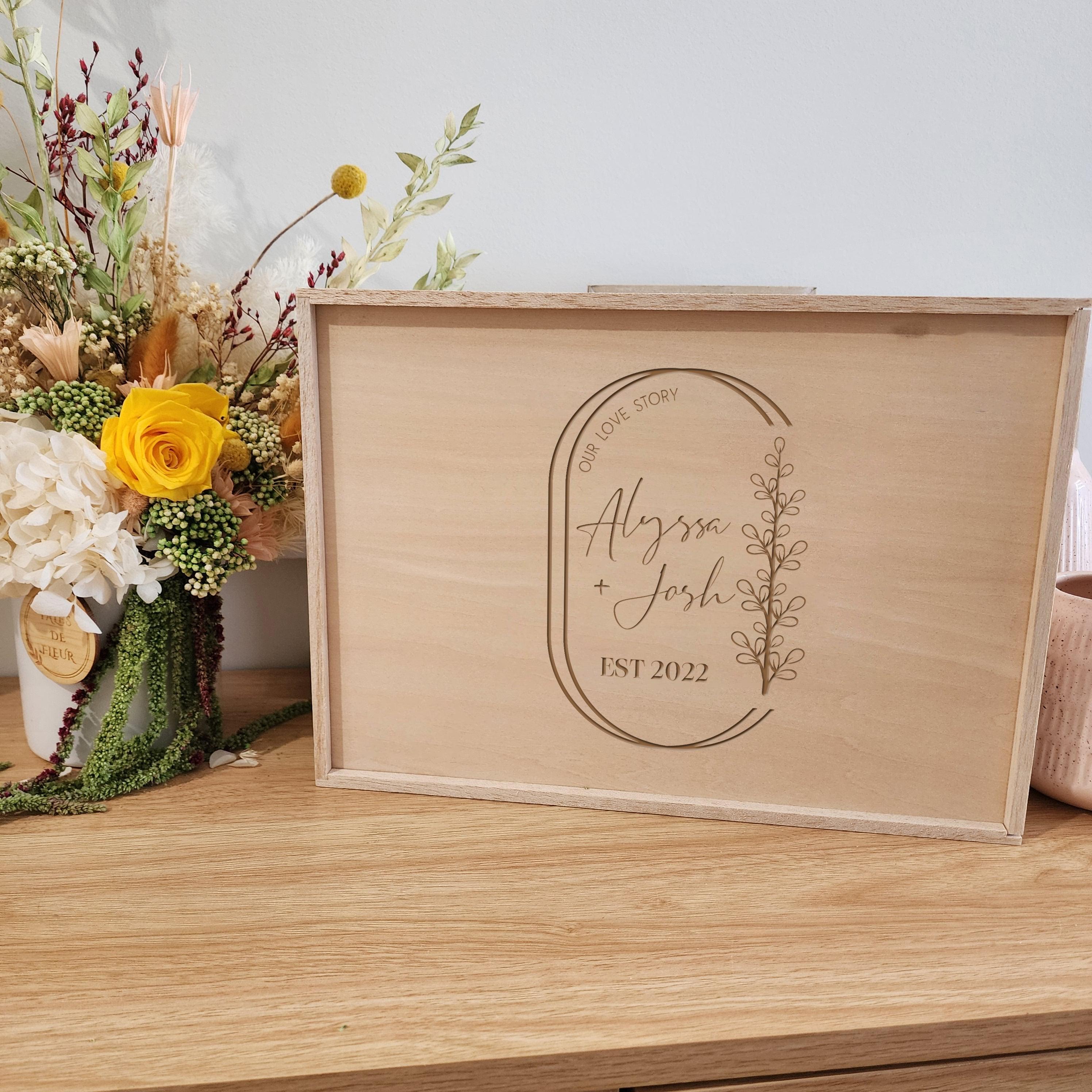 Personalised Boho Bulb Wreath Couples Memory Keepsake Box - Valentine&#39;s Day Gift - The Willow Corner
