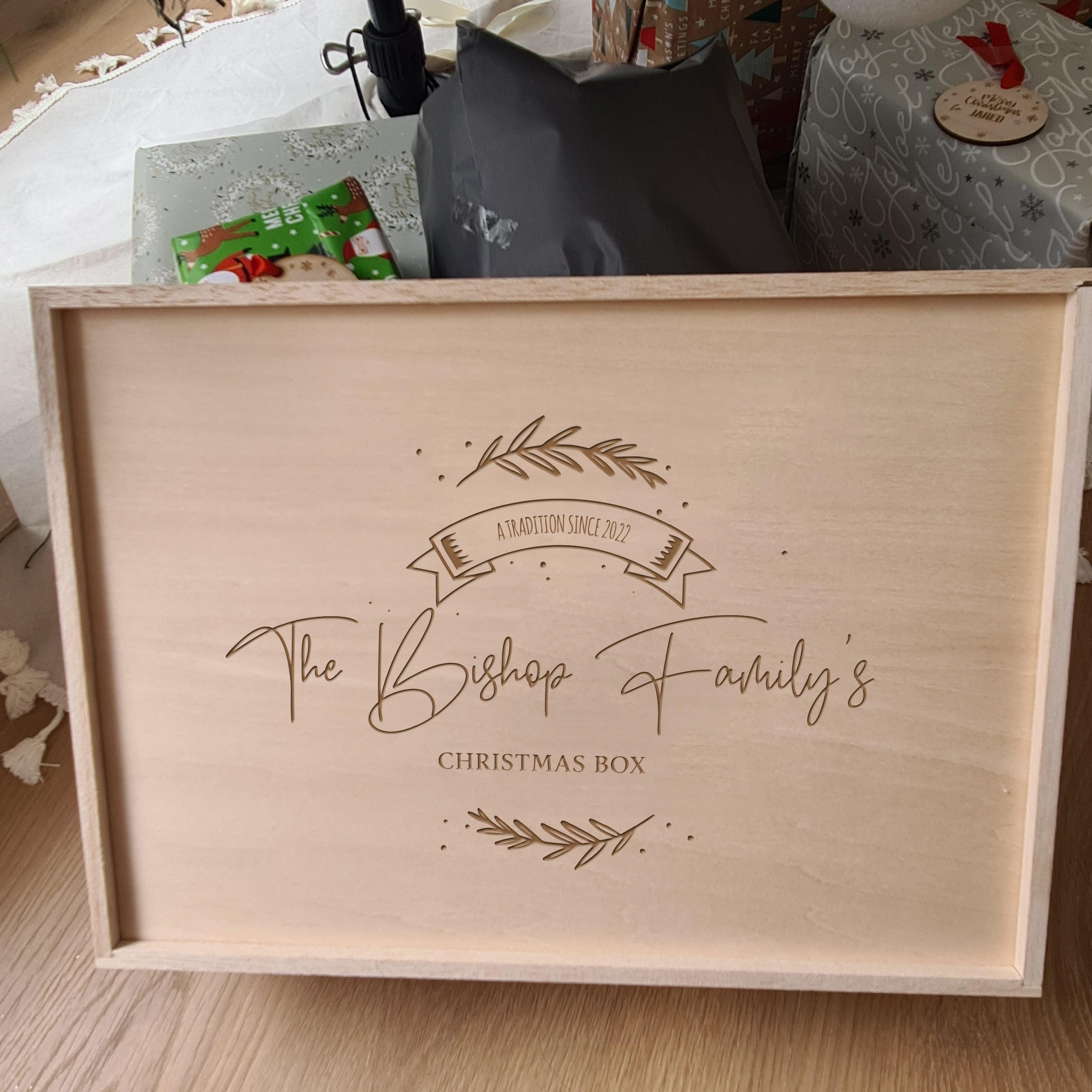 Personalised Christmas Keepsake Box - Family Leaves - The Willow Corner