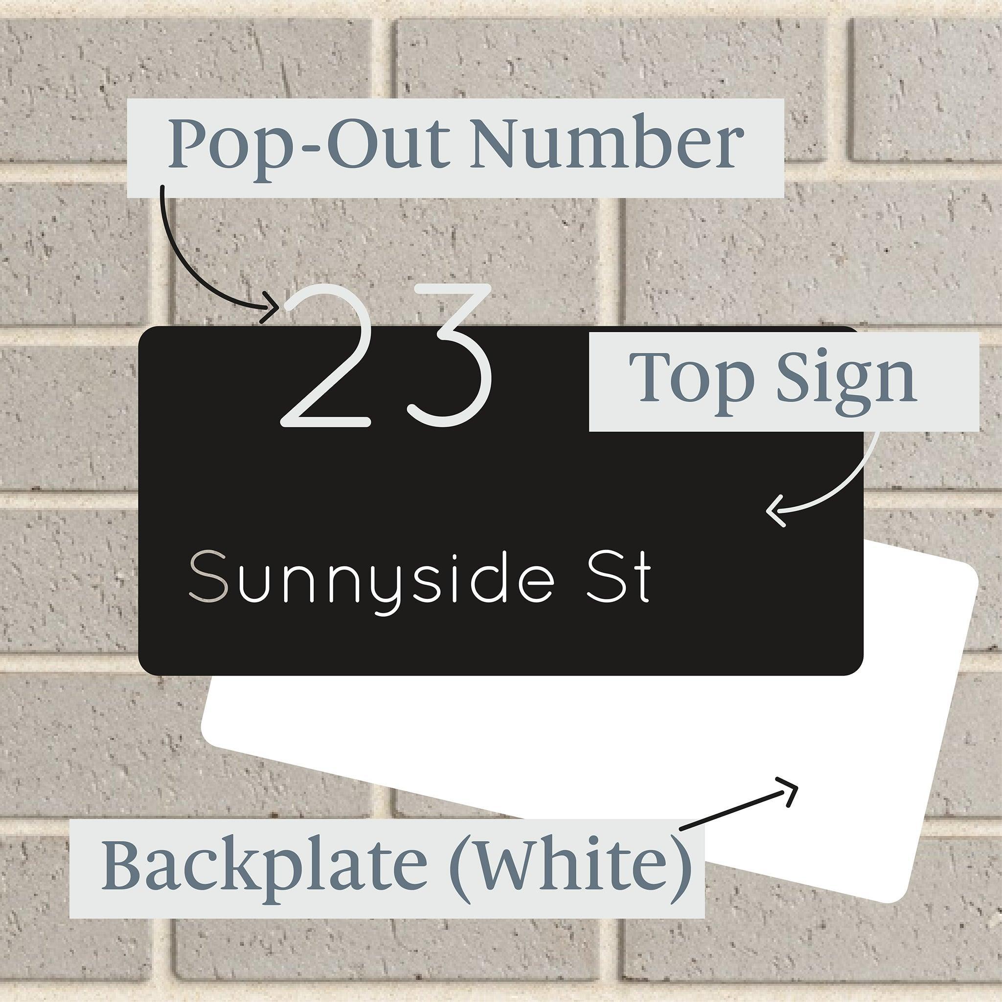 Personalised House Sign 🏠 – 3-layered Pop-out Number And Street Strip – Letterbox Sign - The Willow Corner