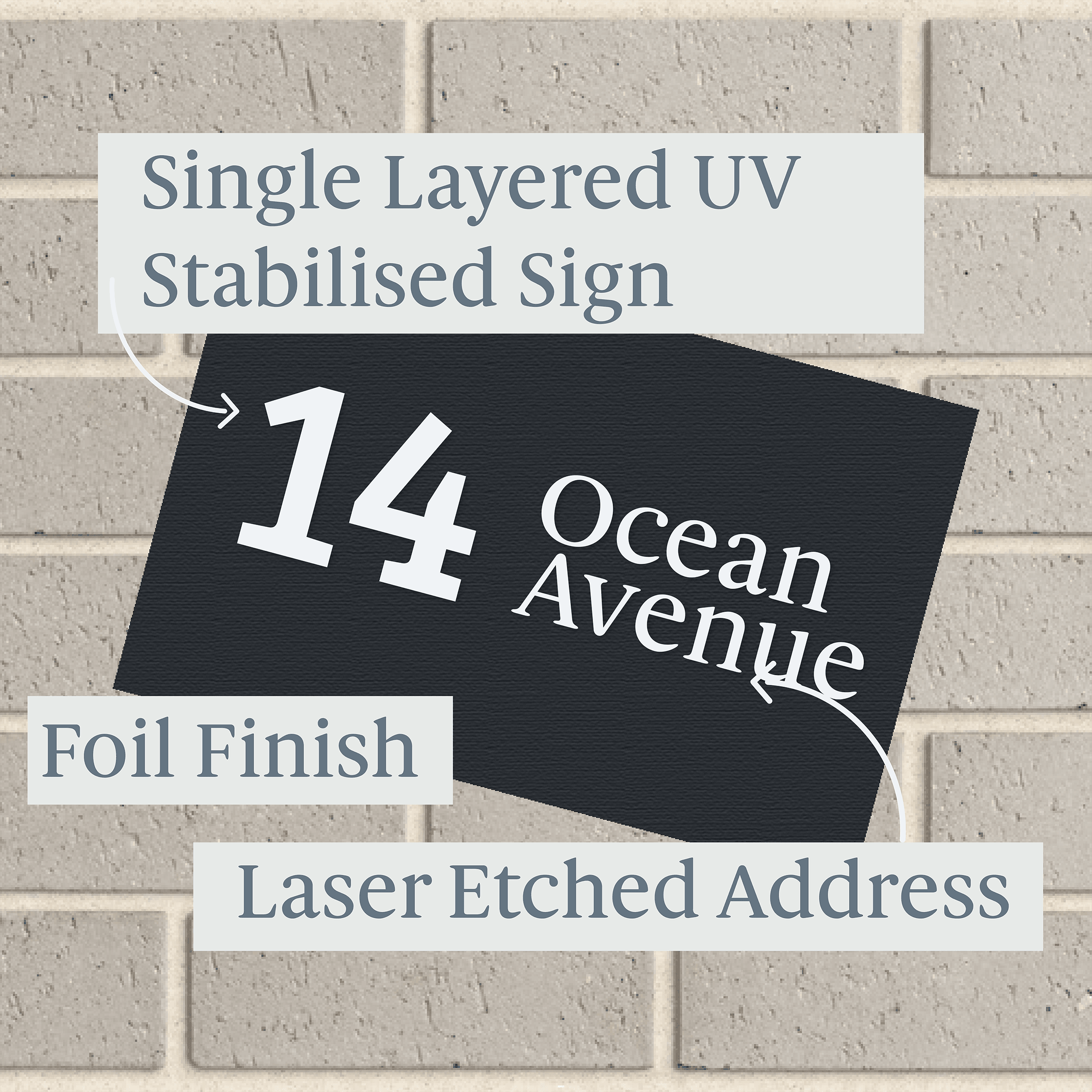 Personalised House Sign 🏠 – Brushed Luxe Edition - Rectangle Black on White UV Stabilised – Letterbox Sign - The Willow Corner