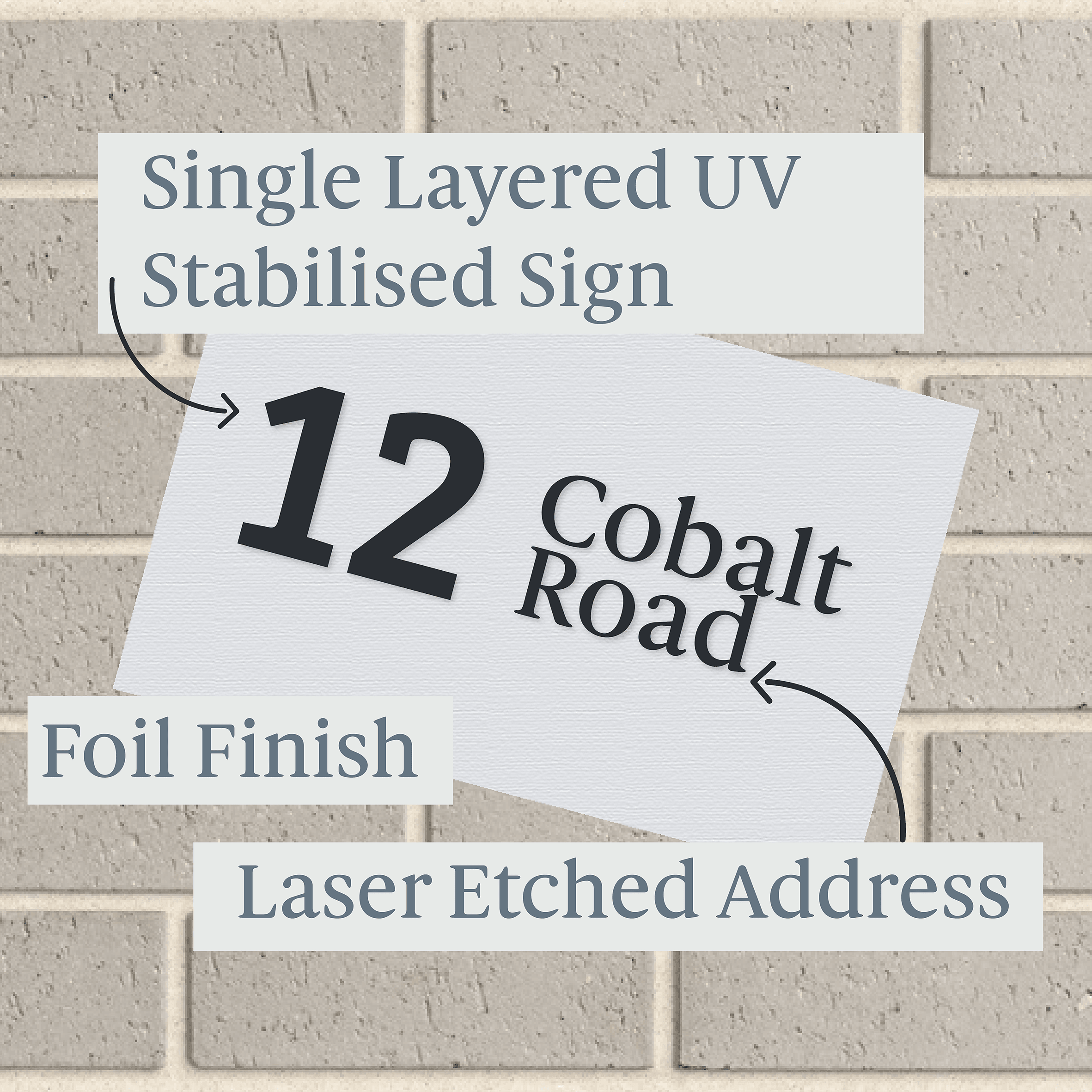 Personalised House Sign 🏠 – Brushed Luxe Edition - Rectangle Silver on Black UV Stabilised – Letterbox Sign - The Willow Corner