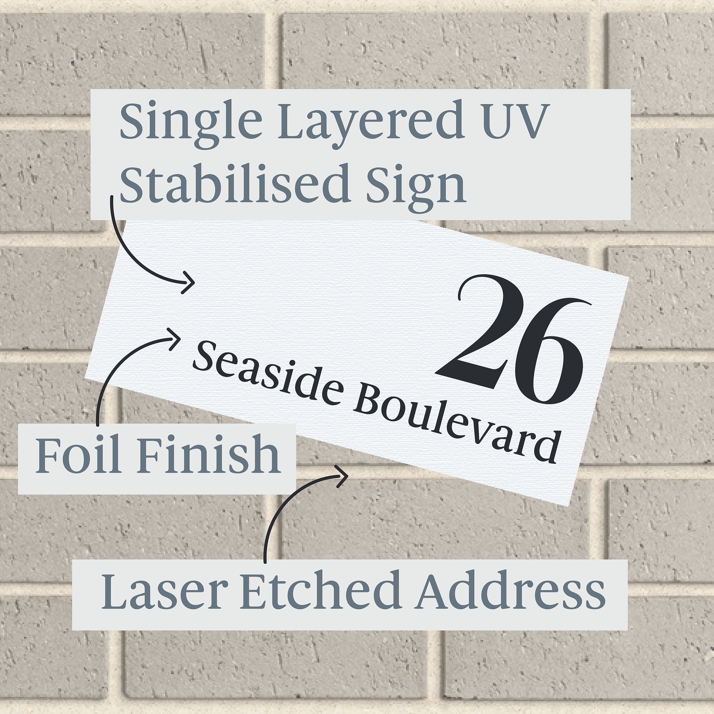 Personalised House Sign 🏠 – Brushed Luxe Edition - White on Black UV Stabilised – Letterbox Sign - The Willow Corner