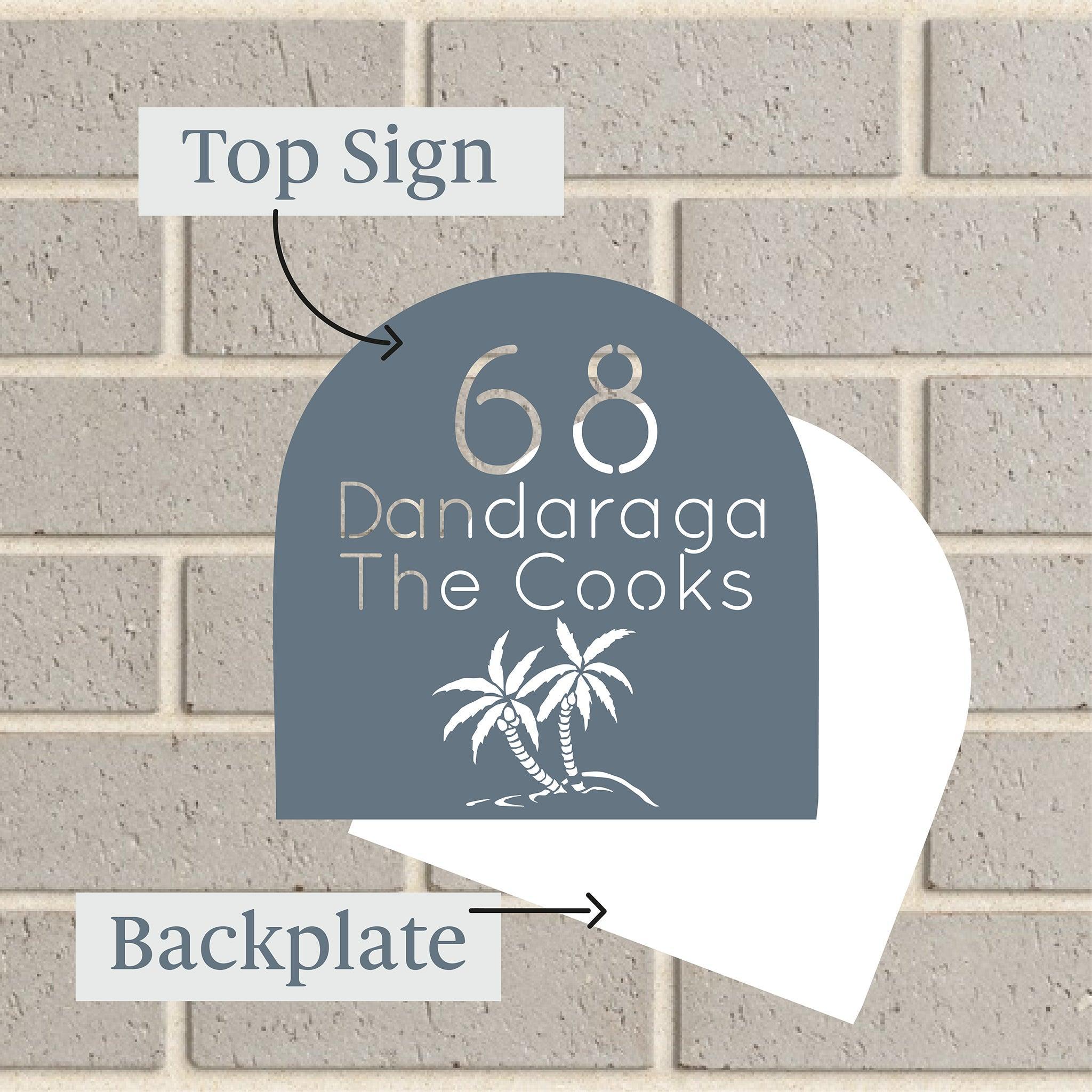 Personalised House Sign 🏠 – Palm Tree Arch – Letterbox Sign - The Willow Corner