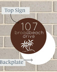 Personalised House Sign 🏠 – Palm Tree Circle – Letterbox Sign - The Willow Corner