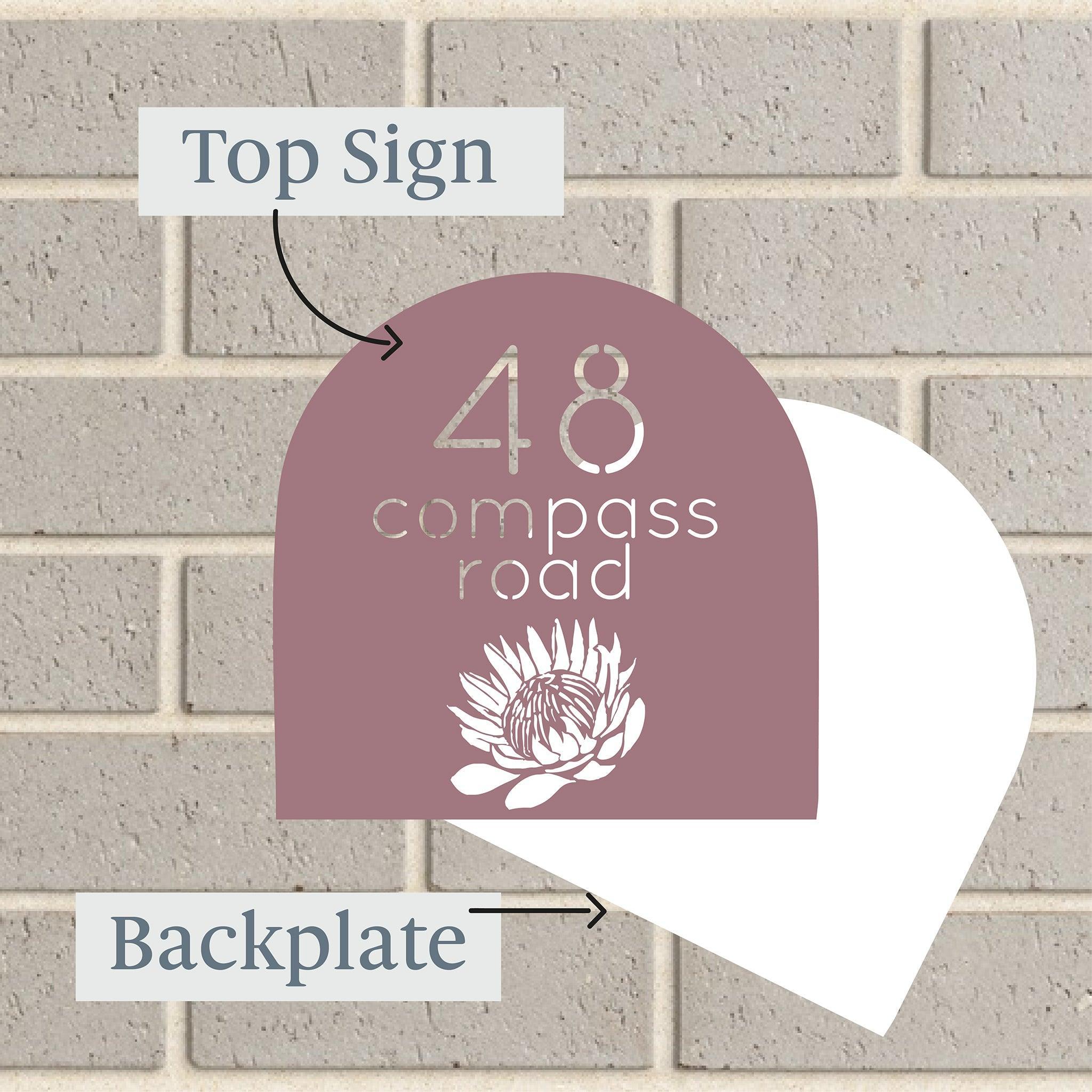 Personalised House Sign 🏠 – Protea Arch – Letterbox Sign - The Willow Corner