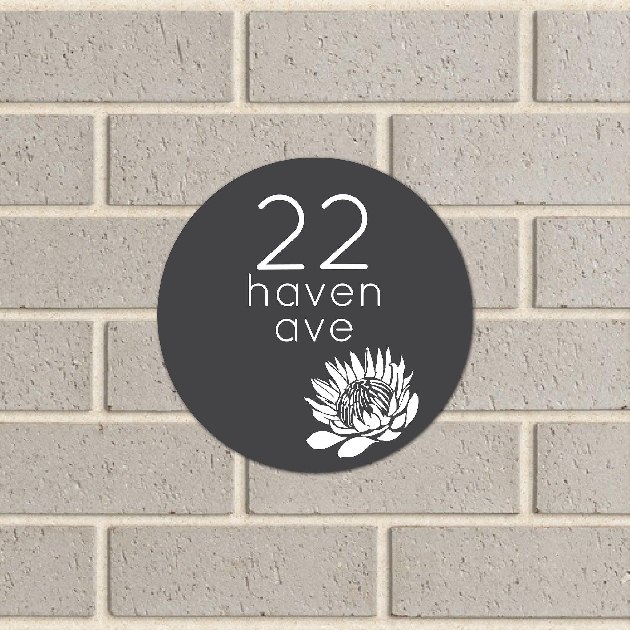 Personalised House Sign 🏠 – Protea Circle – Letterbox Sign - The Willow Corner