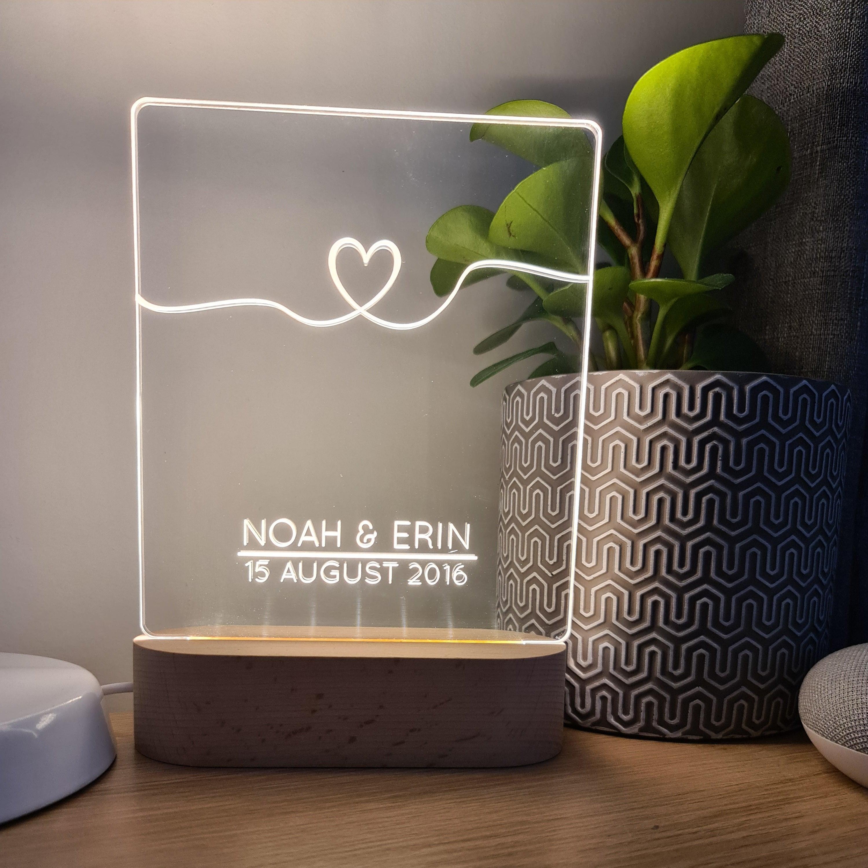 Personalised Love Night Light 💖 - Flowing Heart - The Willow Corner