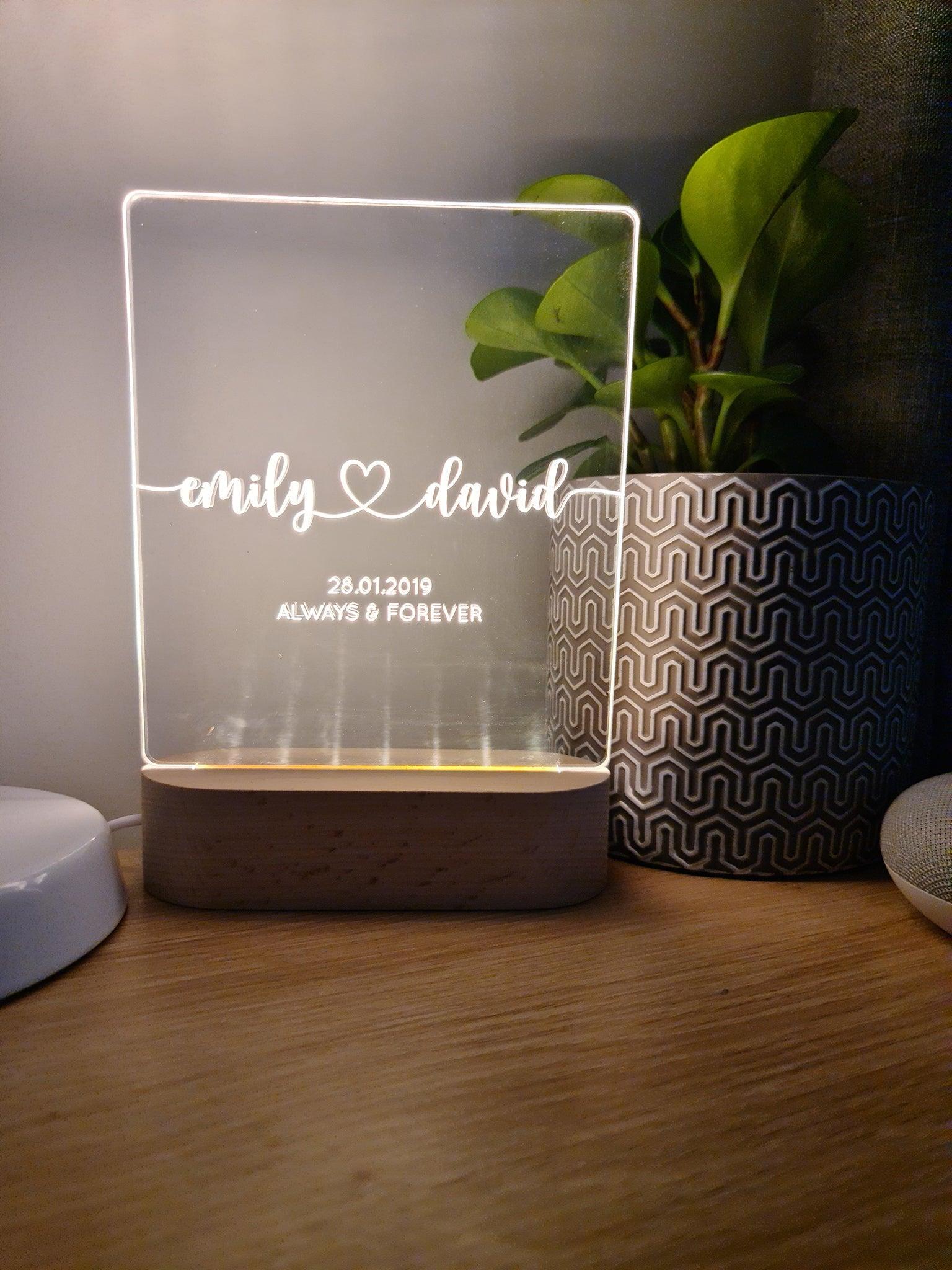Personalised Love Night Light 💖 - Linking Hearts - The Willow Corner