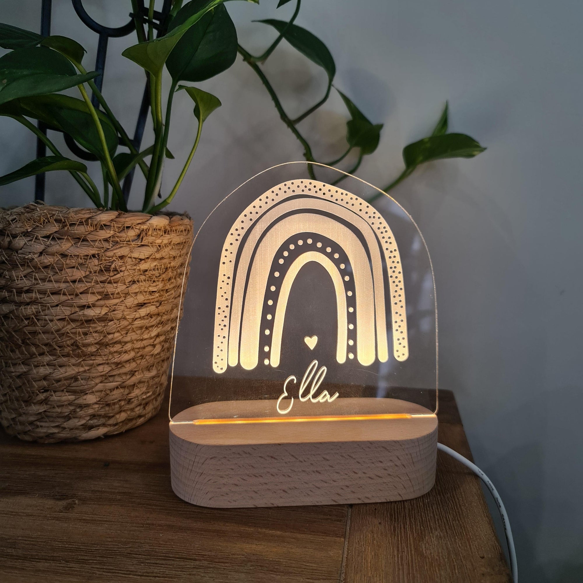 Personalised Night Light 🌙 - Boho Rainbow - The Willow Corner