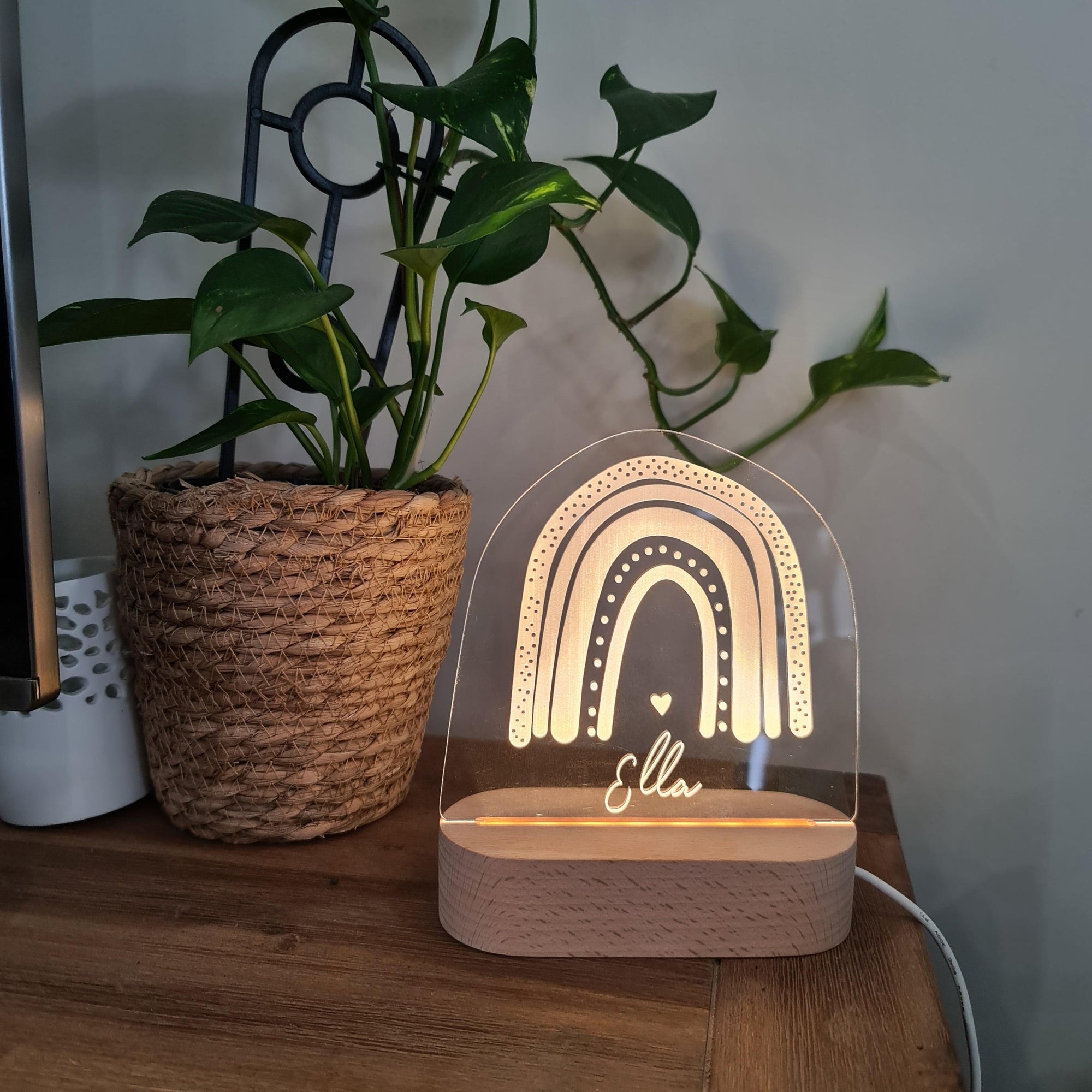 Personalised Night Light 🌙 - Boho Rainbow - The Willow Corner