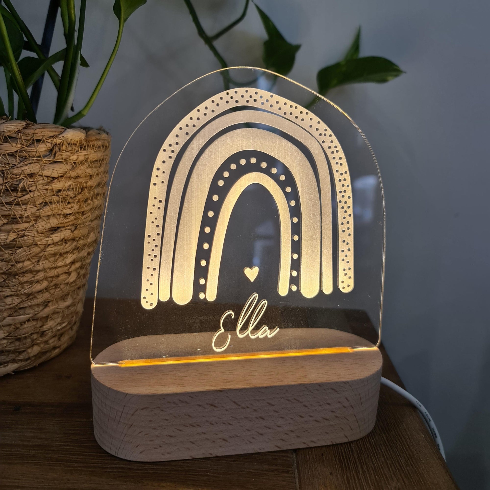 Personalised Night Light 🌙 - Boho Rainbow - The Willow Corner