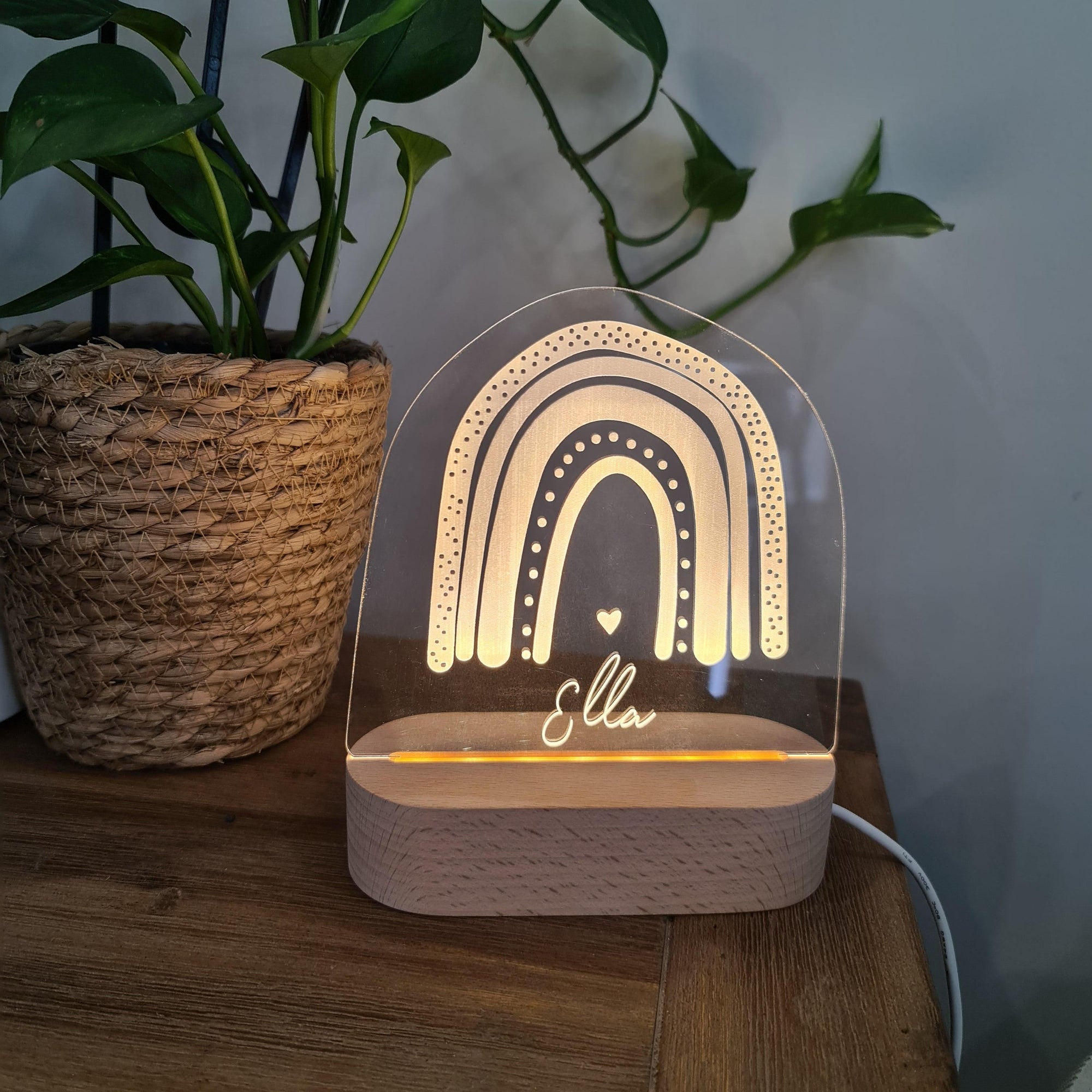 Personalised Night Light 🌙 - Boho Rainbow - The Willow Corner