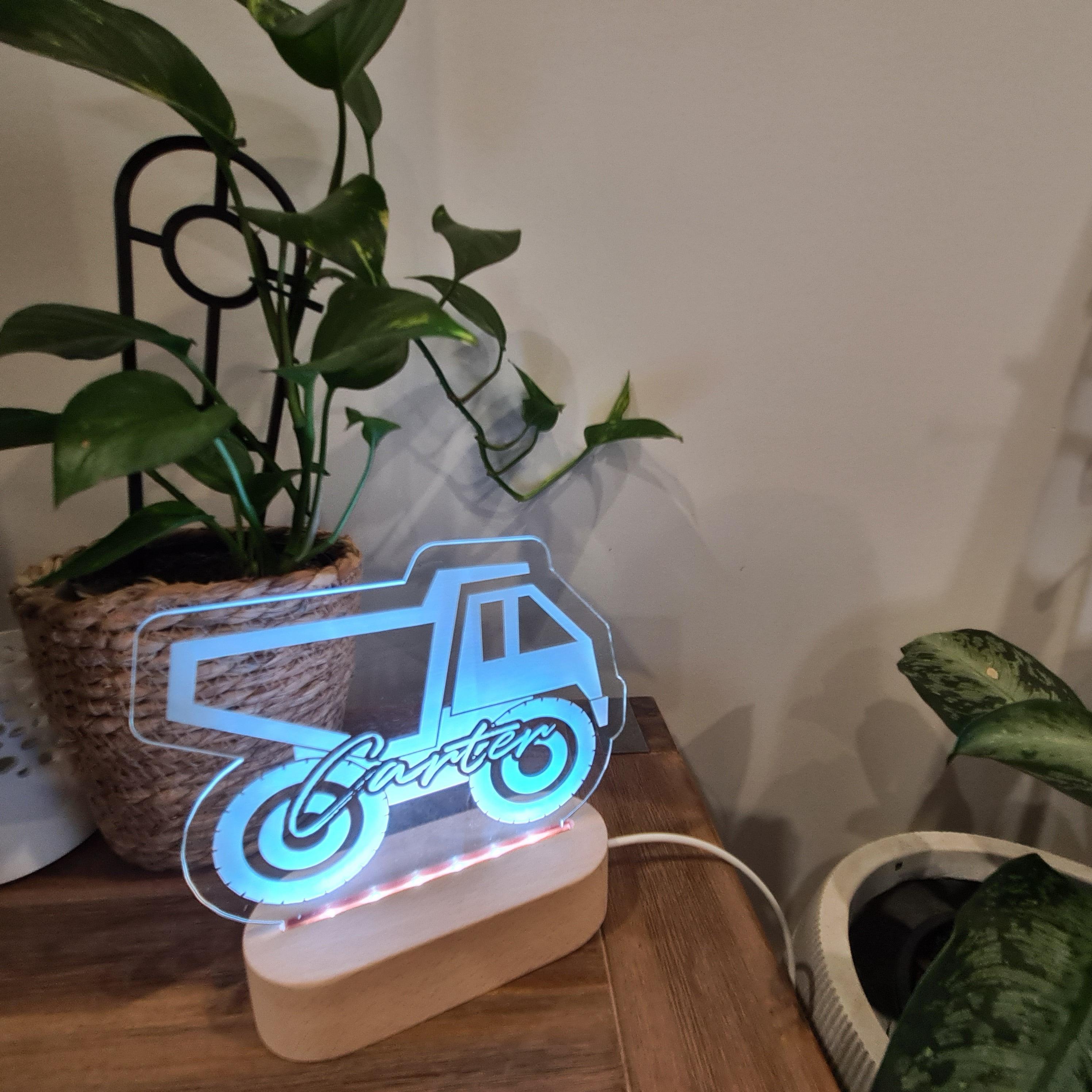 Personalised Night Light 🌙 - Construction Truck - The Willow Corner