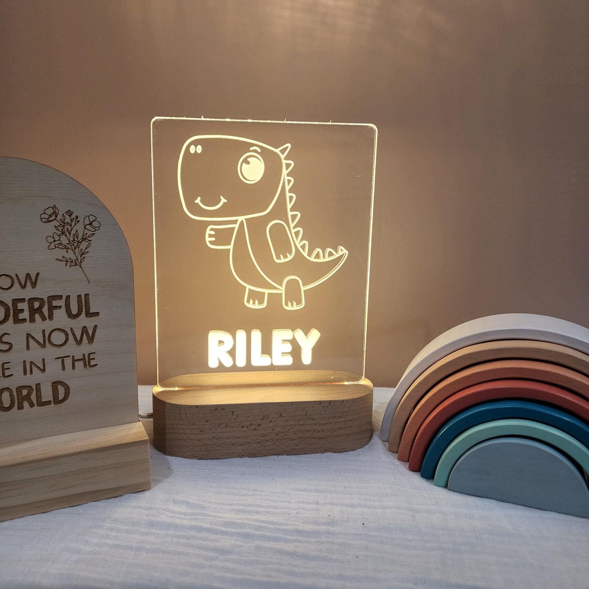 Personalised Night Light 🌙 - Cute Dinosaur - The Willow Corner