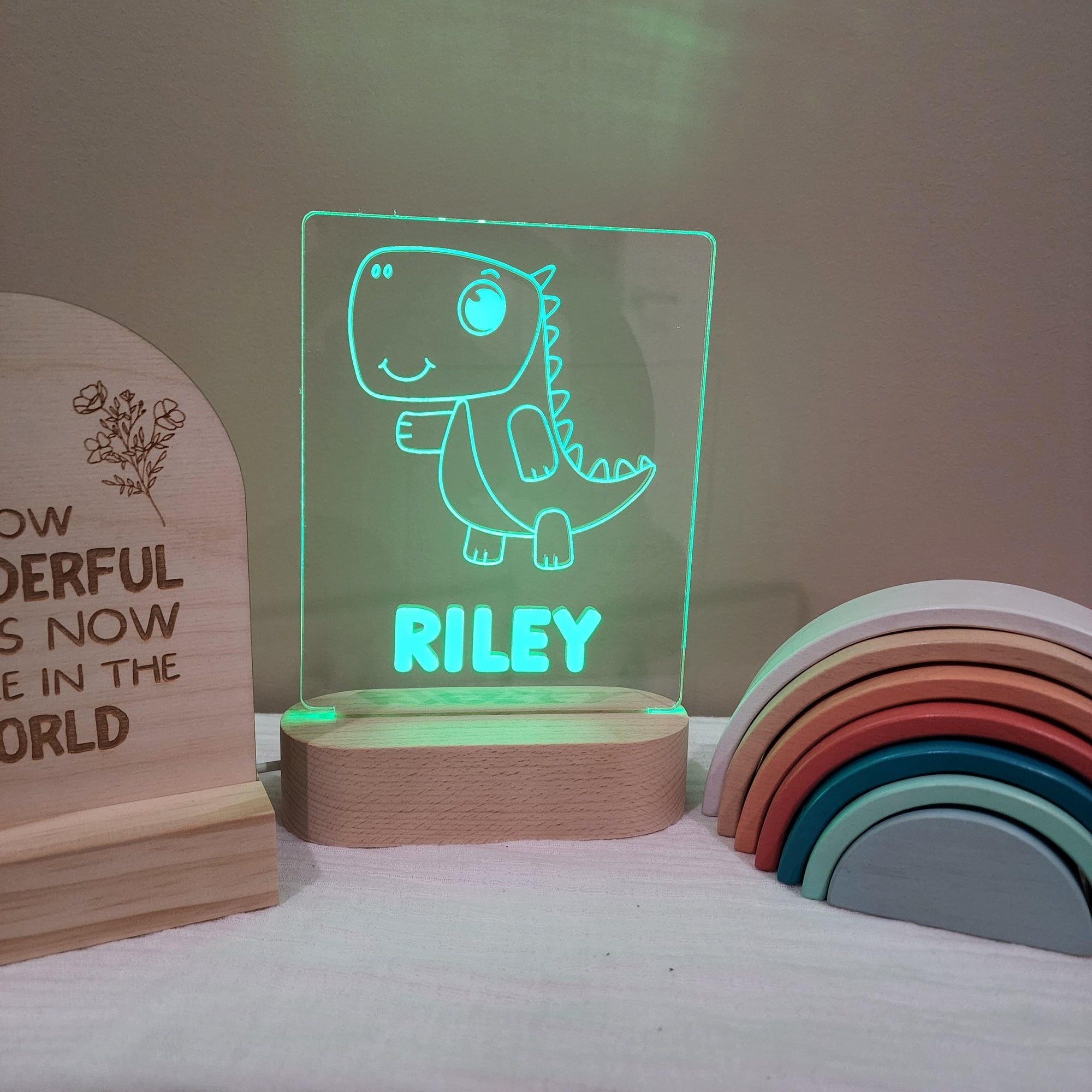 Personalised Night Light 🌙 - Cute Dinosaur - The Willow Corner