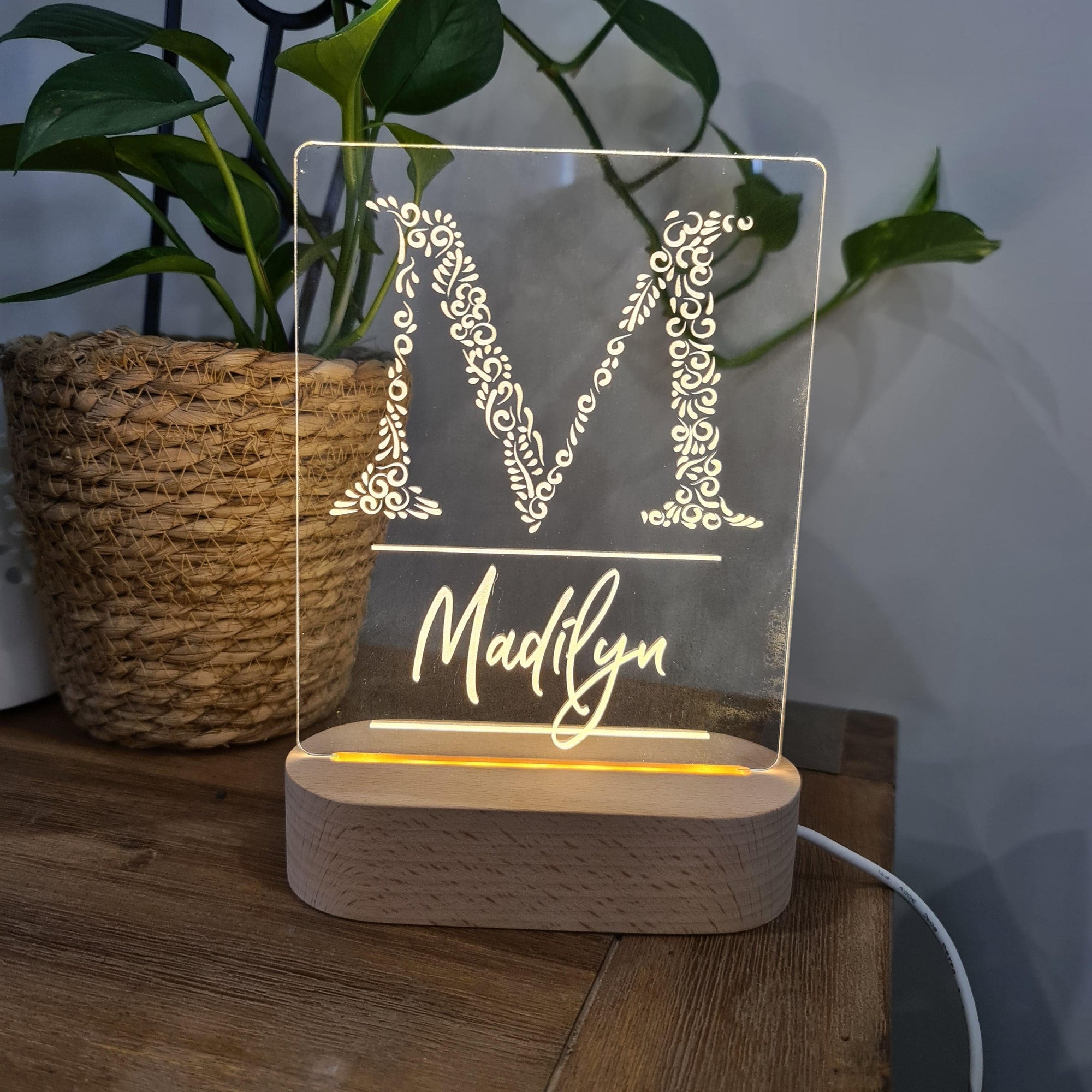 Personalised Night Light 🌙 - Monogram Name - The Willow Corner